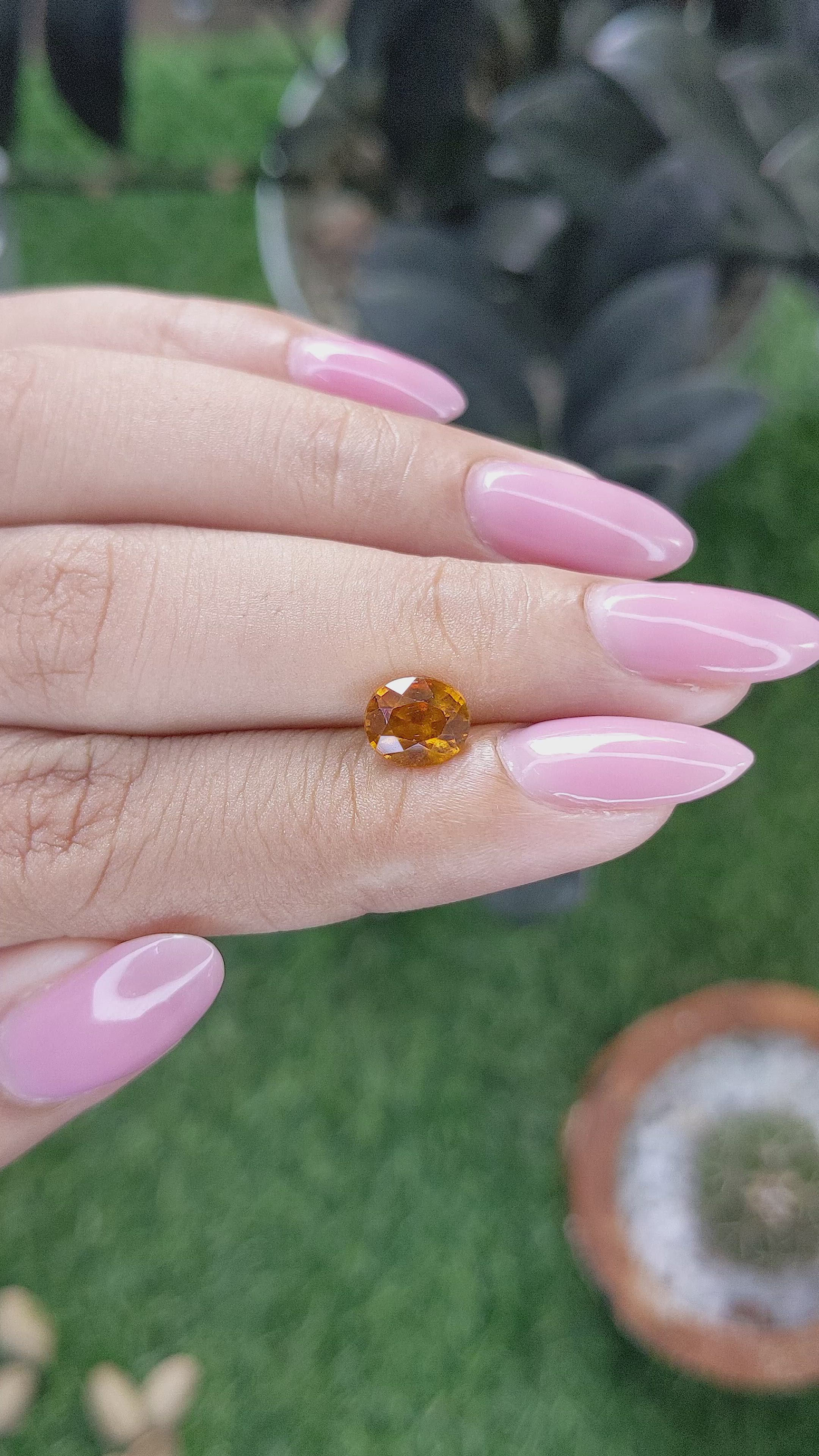 1.46 Ct. Golden Orange Hessonite Garnet Size Video