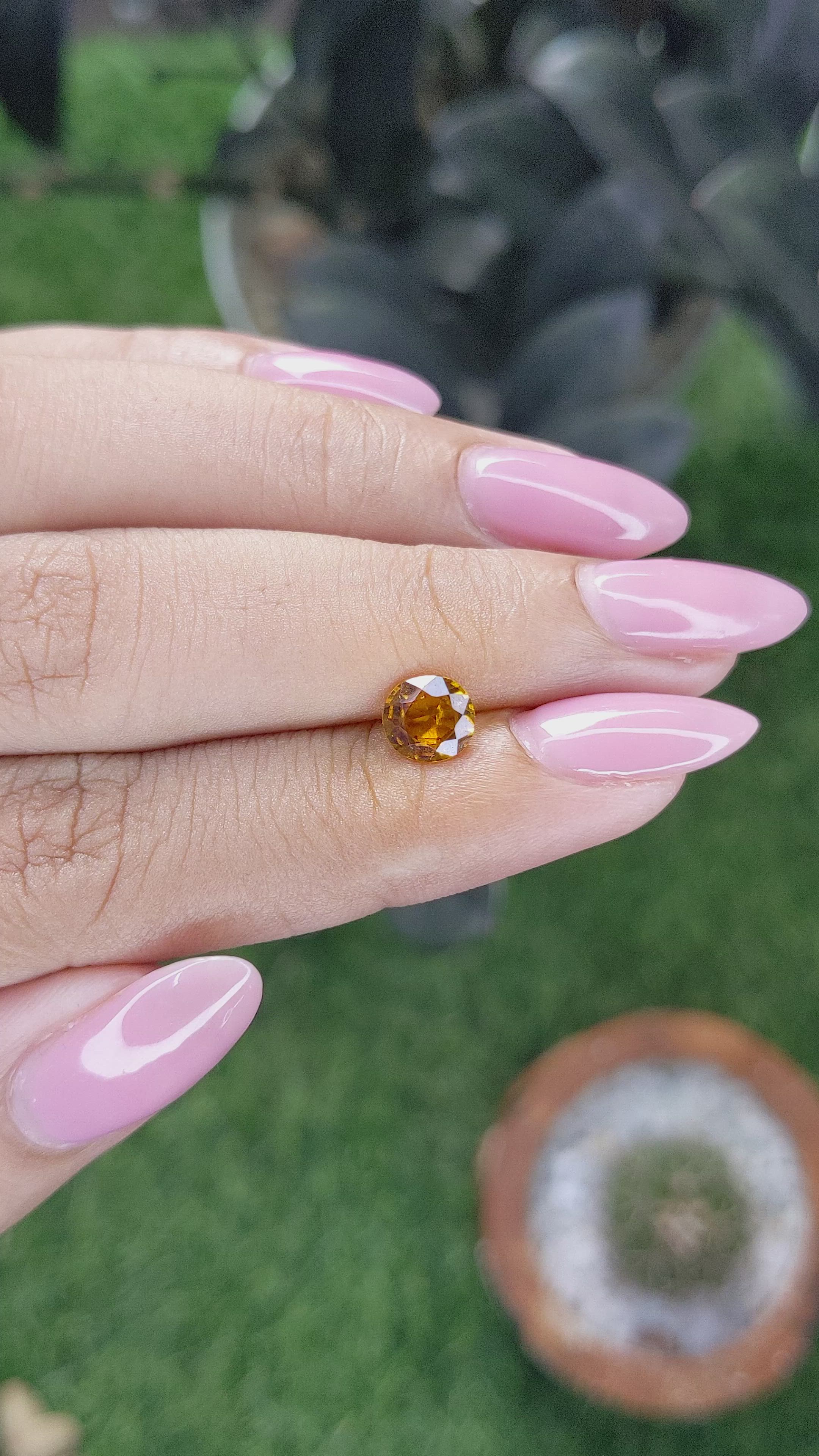 0.94 Ct. Golden Orange Hessonite Garnet Size Video