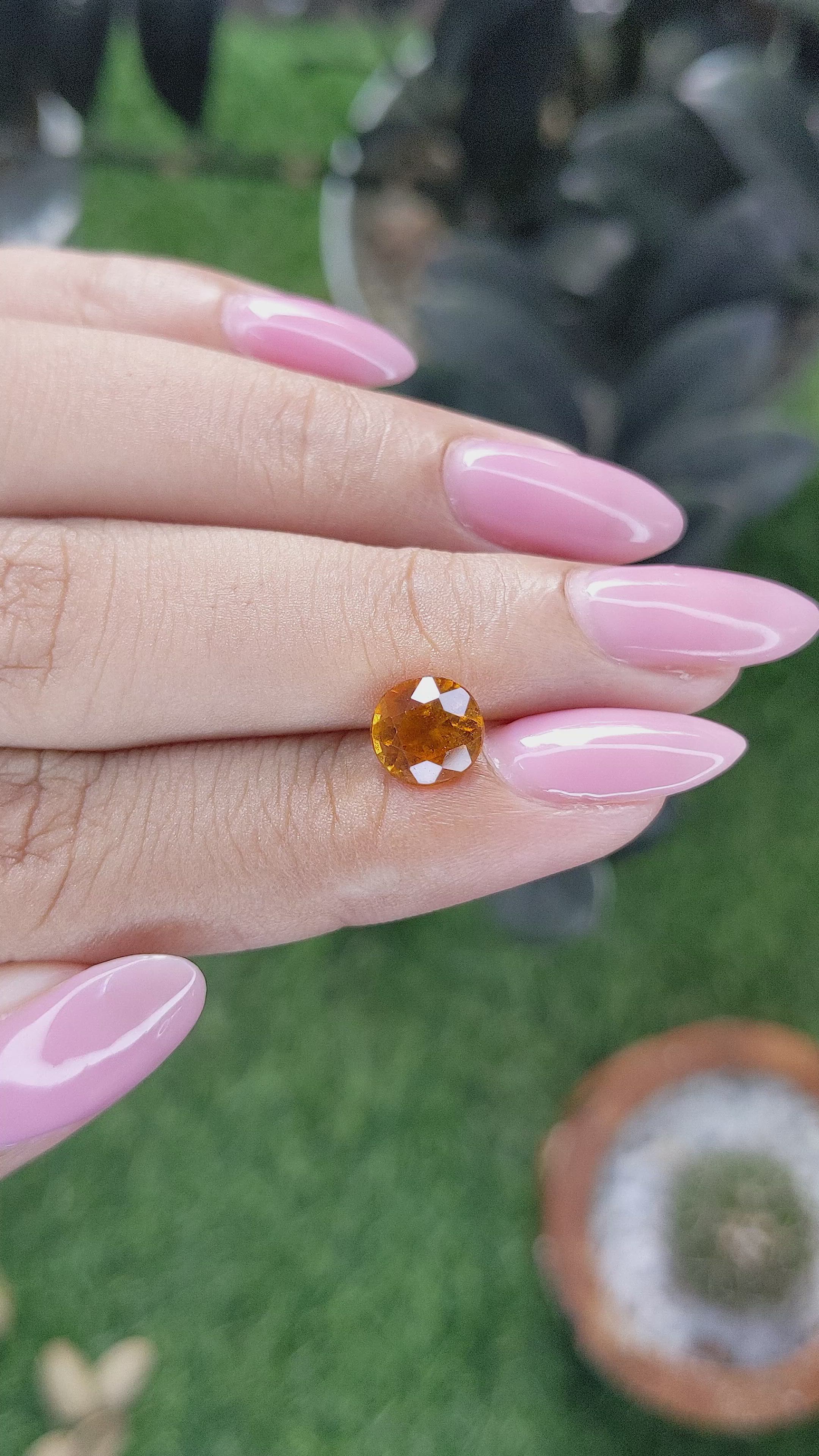 1.70 Ct. Golden Orange Hessonite Garnet Size Video