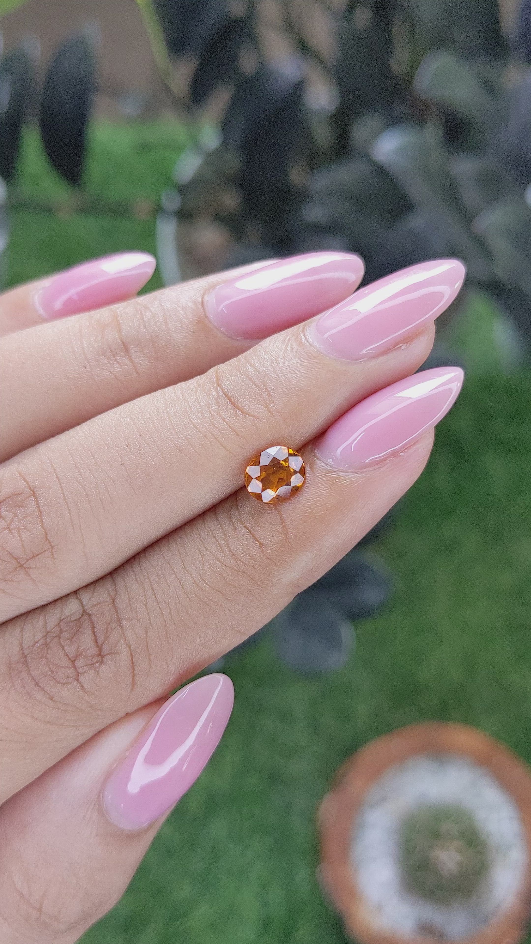 0.96 Ct. Golden Orange Hessonite Garnet Size Video