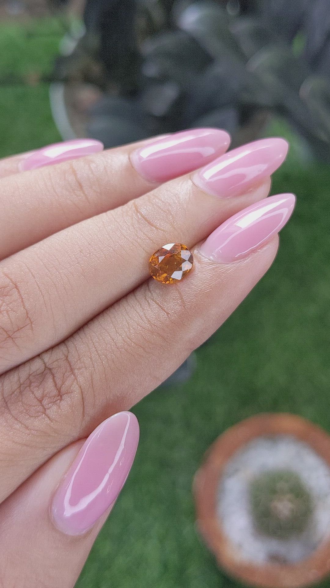 1.24 Ct. Golden Orange Hessonite Garnet Size Video