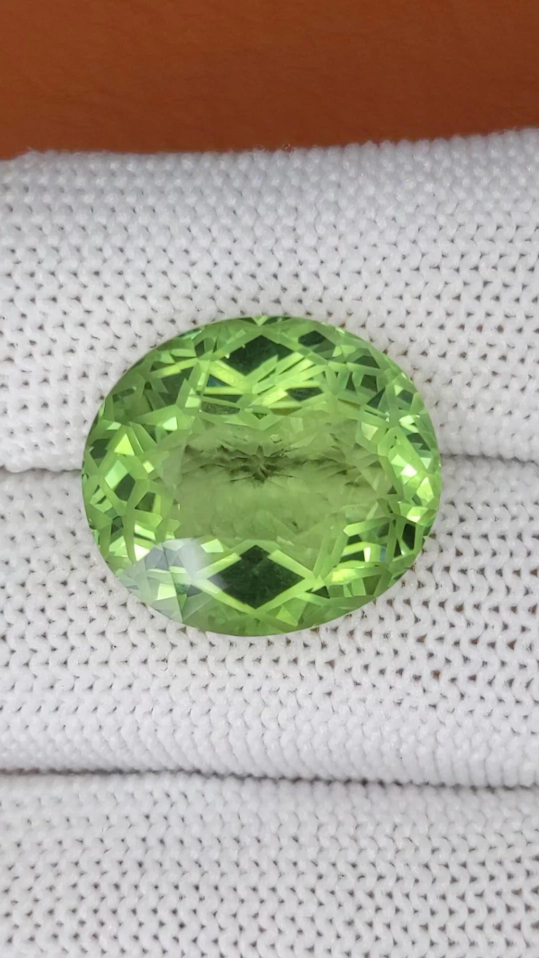 14.65 Ct. Yellowish Green Prasiolite from Brazil Size Video