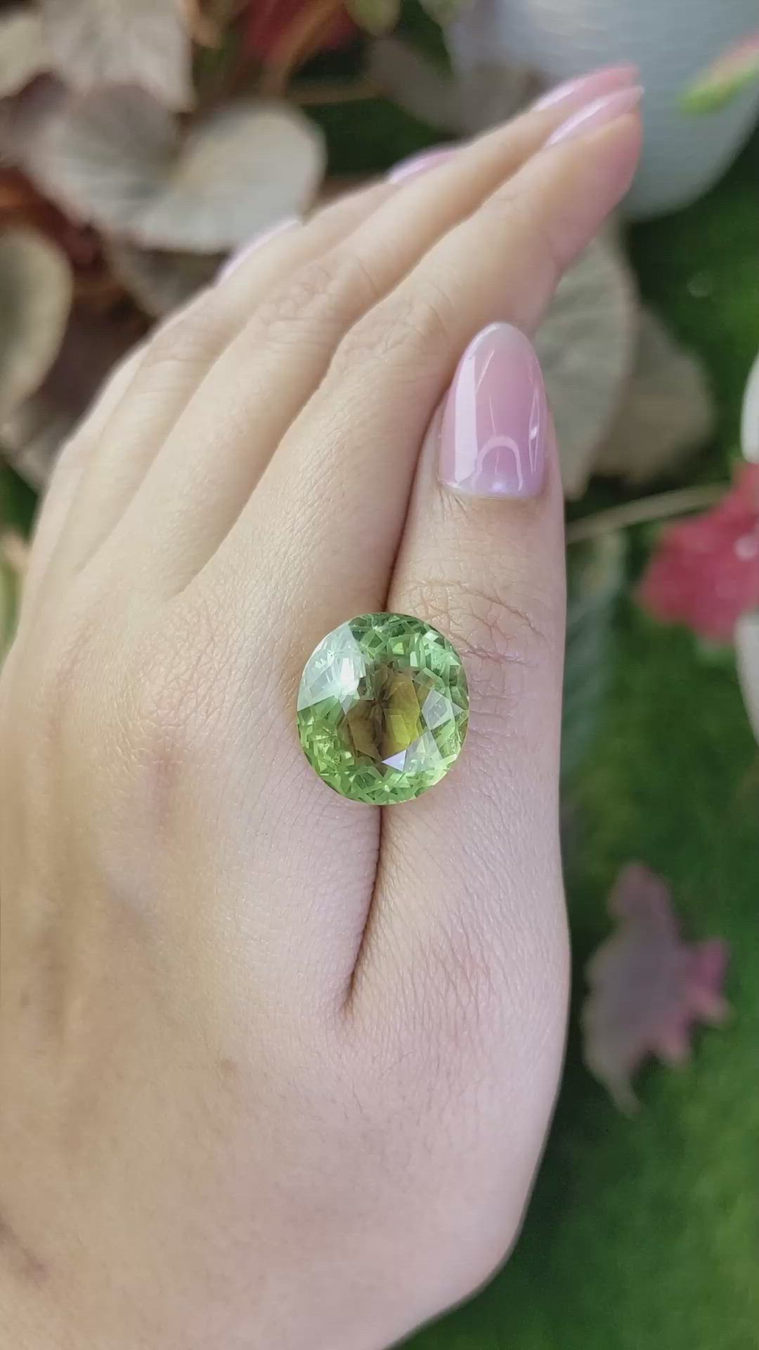 14.65 Ct. Yellowish Green Prasiolite from Brazil Size Video