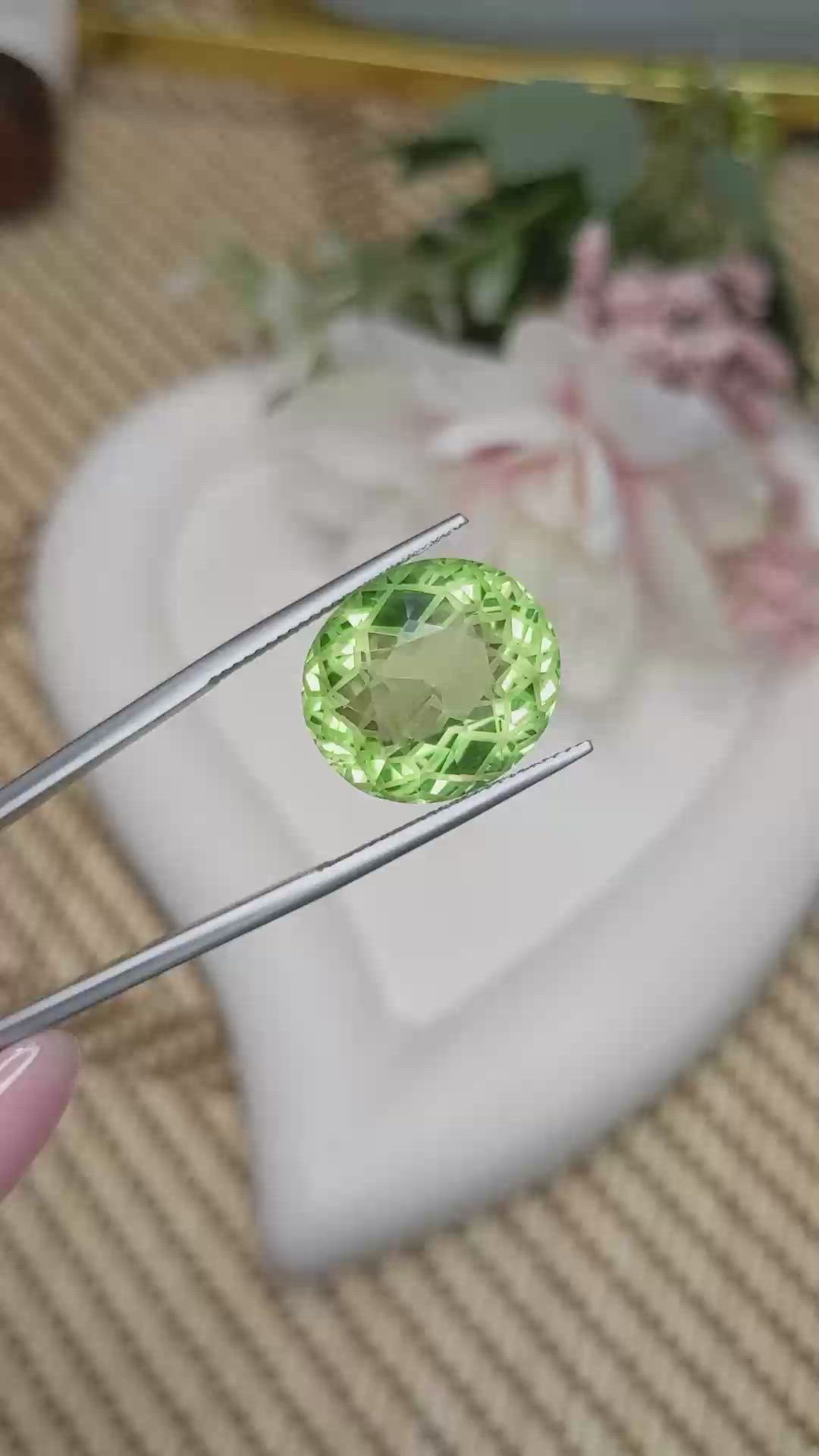 14.65 Ct. Yellowish Green Prasiolite from Brazil Size Video
