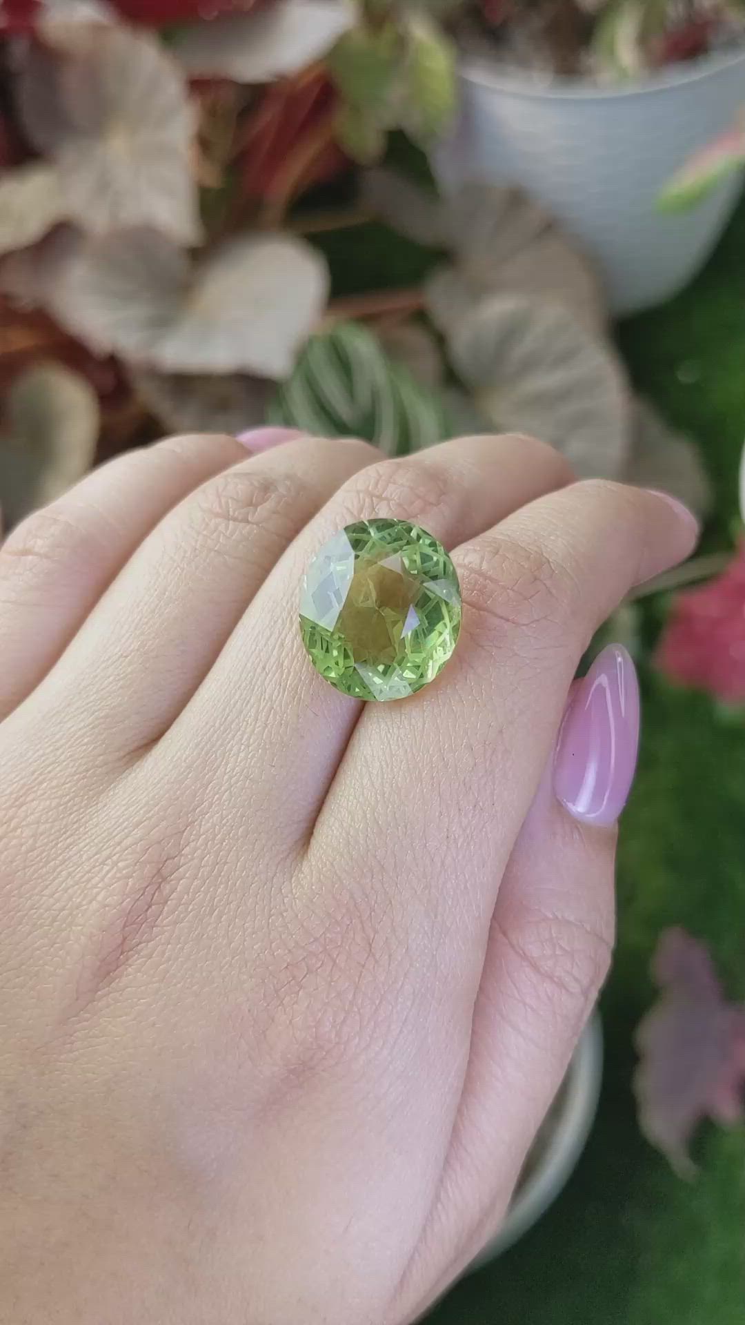 14.65 Ct. Yellowish Green Prasiolite from Brazil Size Video