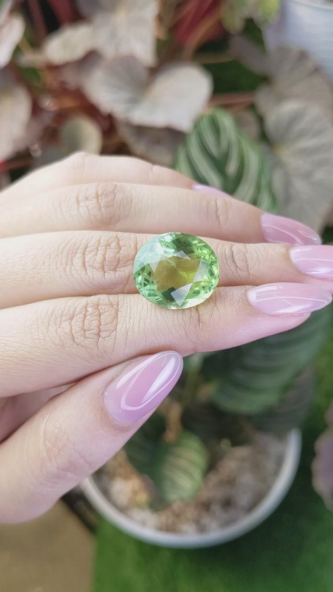 14.65 Ct. Yellowish Green Prasiolite from Brazil Size Video