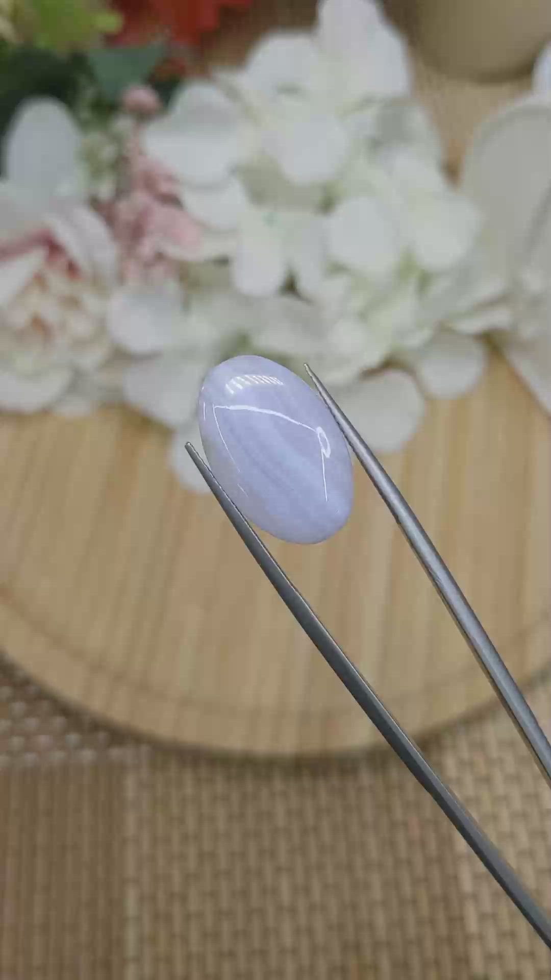 11.16 Ct. Blue Cabochon Agate from Brazil Size Video
