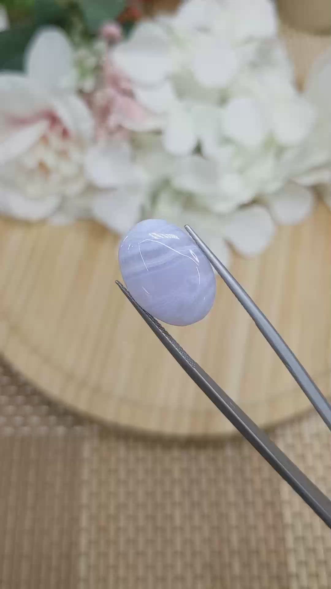 10.49 Ct. Blue Cabochon Agate from Brazil Size Video
