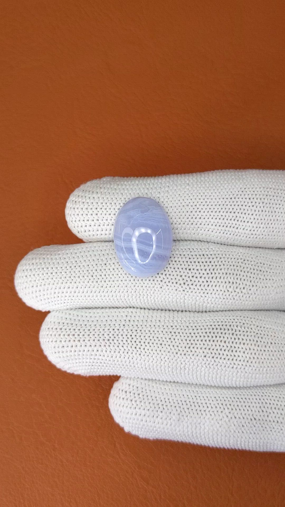 10.49 Ct. Blue Cabochon Agate from Brazil Size Video