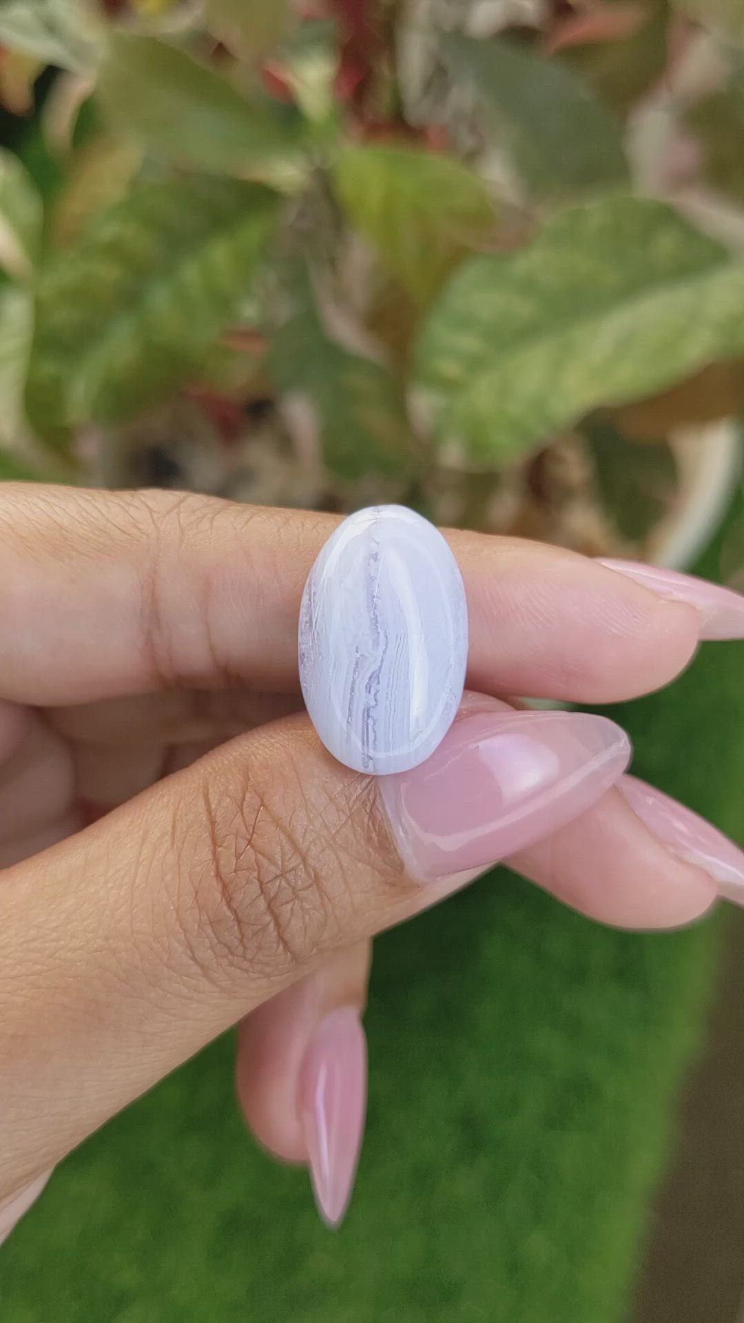 11.72 Ct. Blue Cabochon Agate from Brazil Size Video