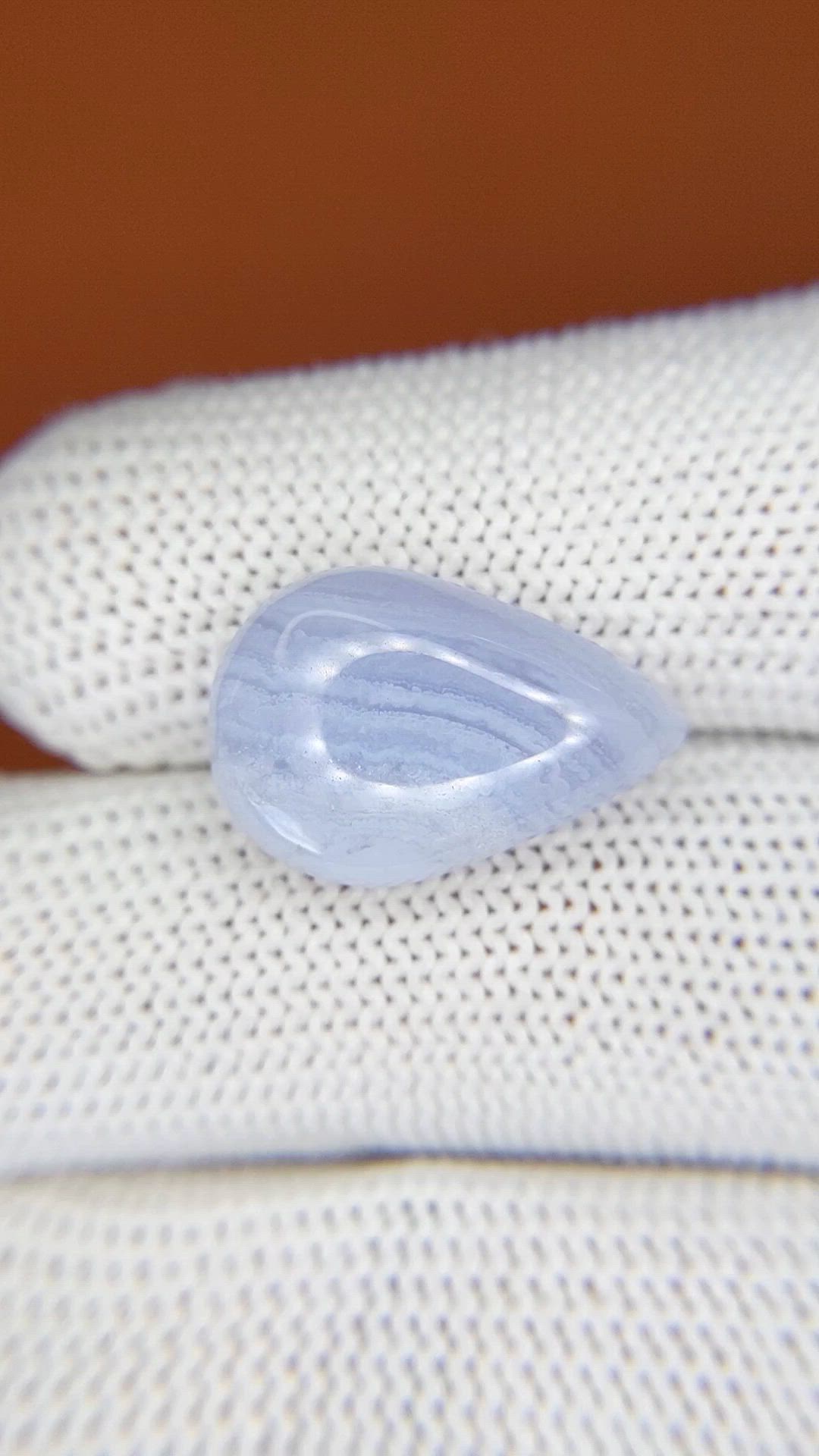 8.63 Ct. Blue Cabochon Agate from Brazil Size Video