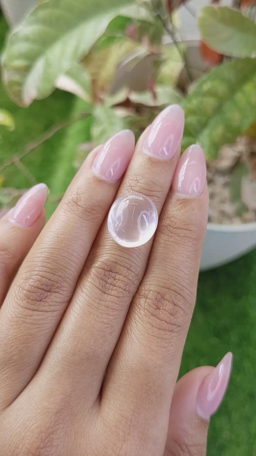 8.99 Ct. Pink Cabochon Rose Quartz from Ceylon (Sri Lanka) Size Video