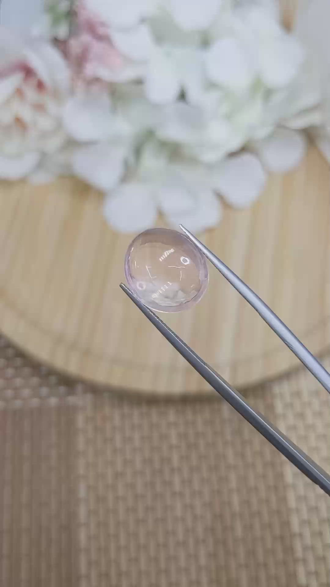 8.99 Ct. Pink Cabochon Rose Quartz from Ceylon (Sri Lanka) Size Video
