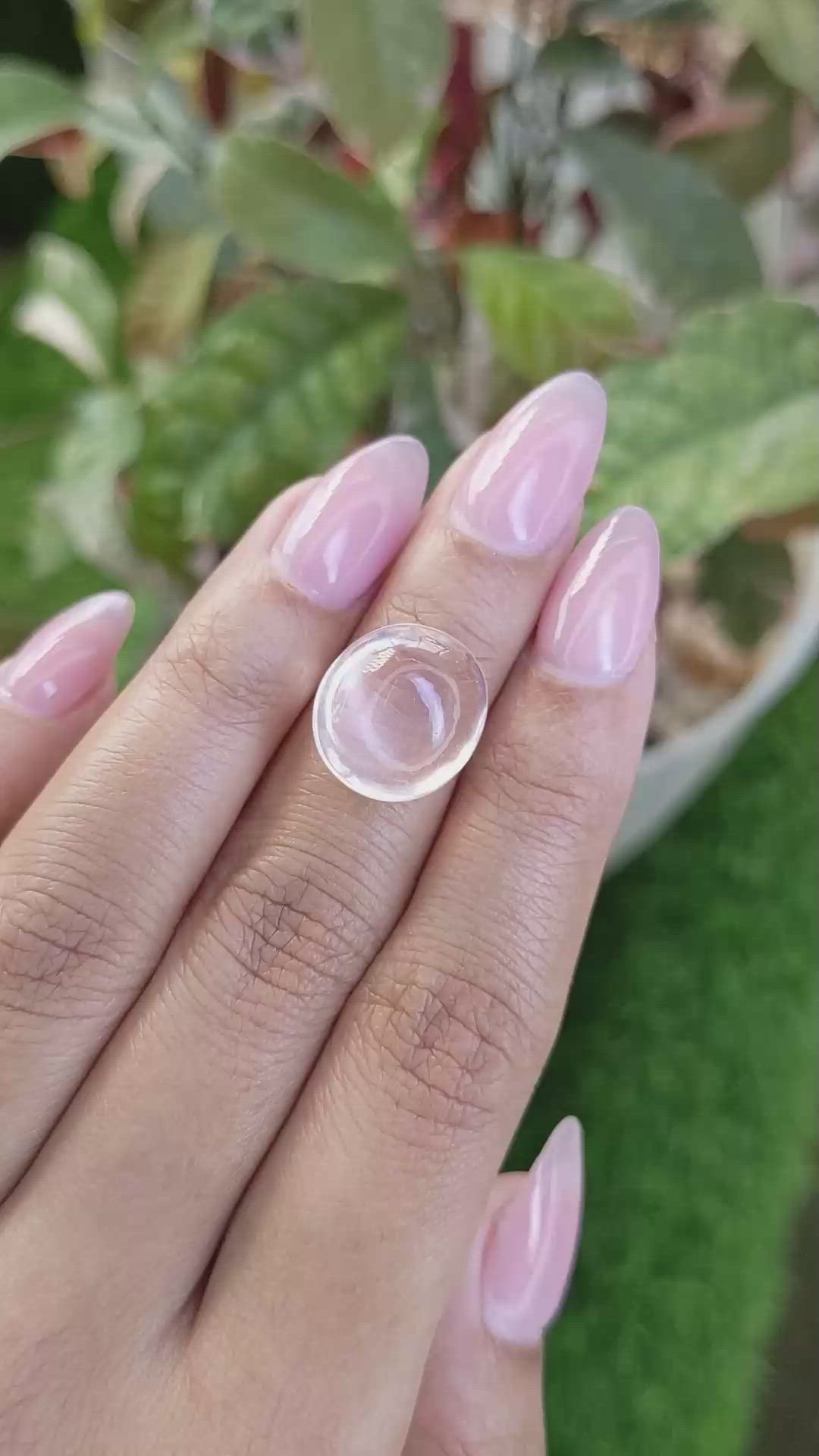 9.54 Ct. Pink Cabochon Rose Quartz from Ceylon (Sri Lanka) Size Video