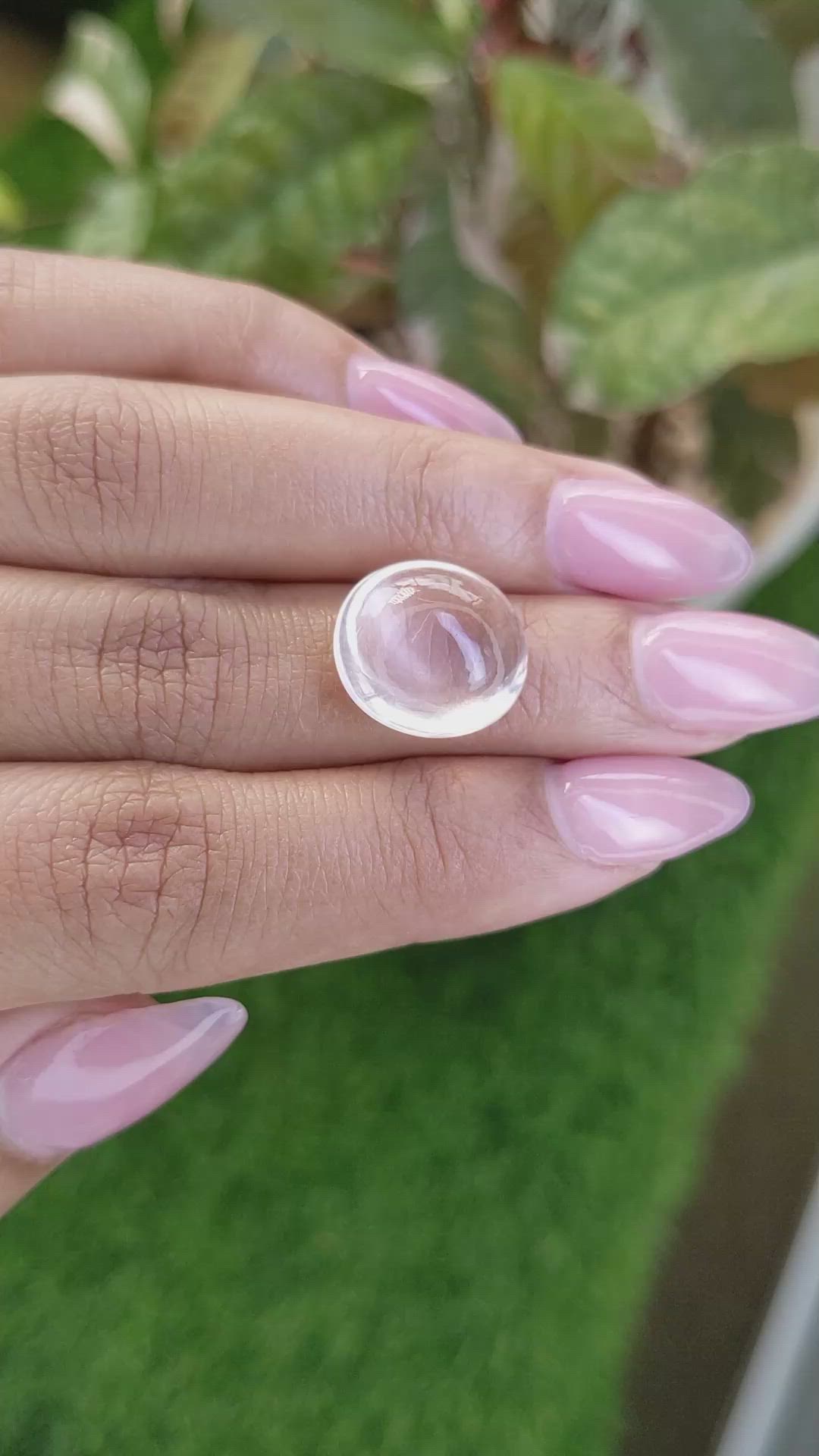 9.54 Ct. Pink Cabochon Rose Quartz from Ceylon (Sri Lanka) Size Video
