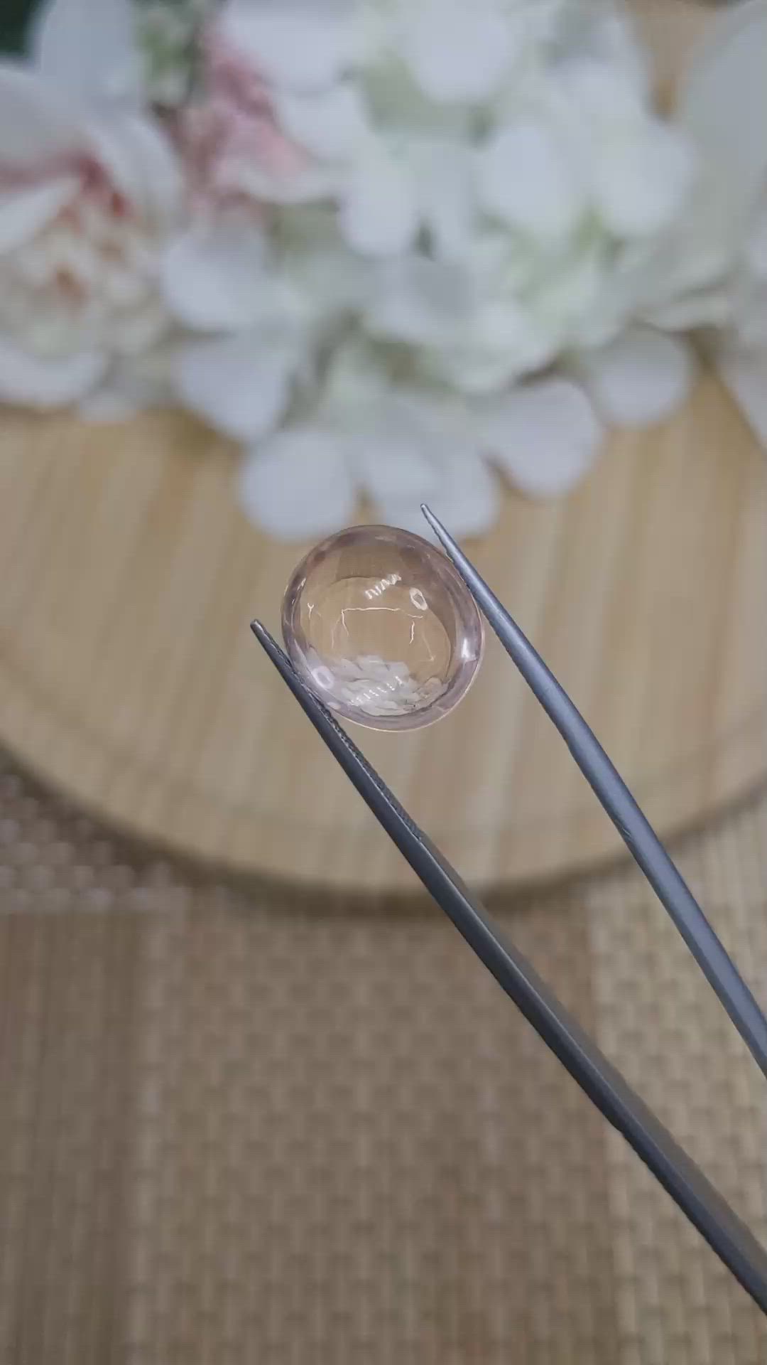 9.54 Ct. Pink Cabochon Rose Quartz from Ceylon (Sri Lanka) Size Video