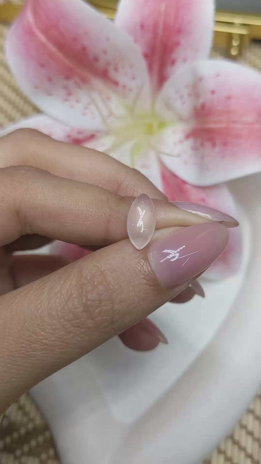 2.18 Ct. Pink Cabochon Rose Quartz from Ceylon (Sri Lanka) Size Video