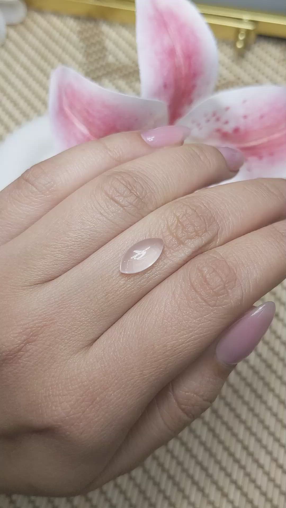 2.18 Ct. Pink Cabochon Rose Quartz from Ceylon (Sri Lanka) Size Video