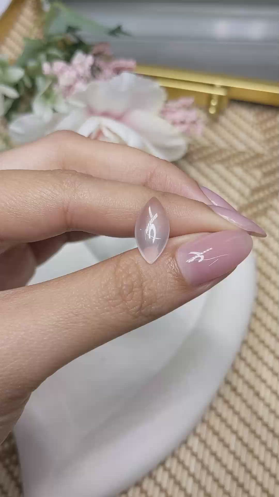 3.59 Ct. Pink Cabochon Rose Quartz from Ceylon (Sri Lanka) Size Video
