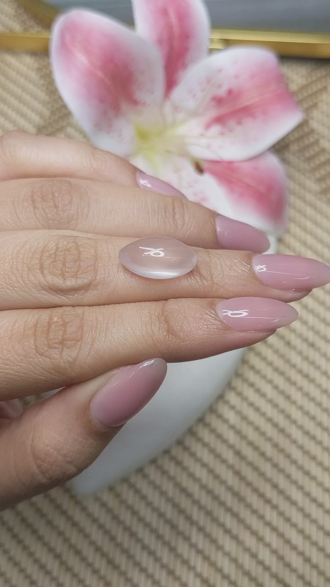 6.71 Ct. Pink Cabochon Rose Quartz from Ceylon (Sri Lanka) Size Video