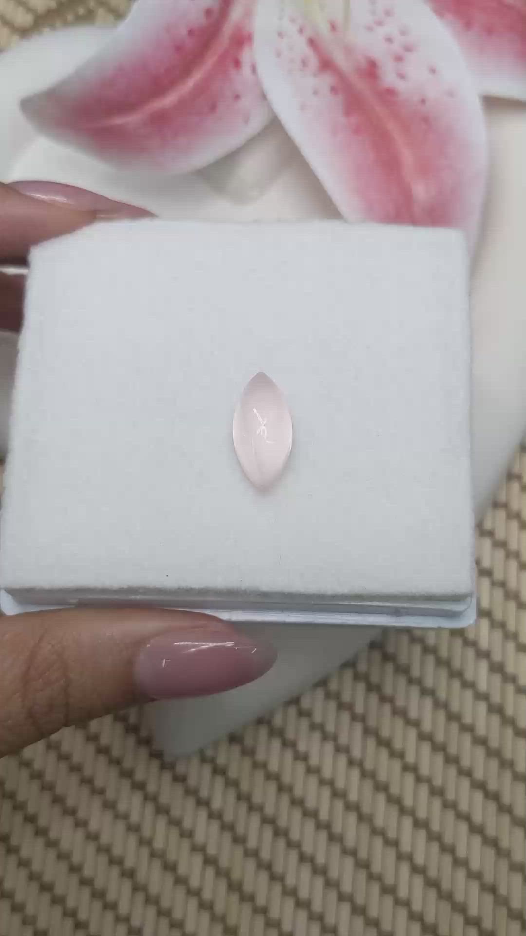 6.71 Ct. Pink Cabochon Rose Quartz from Ceylon (Sri Lanka) Size Video