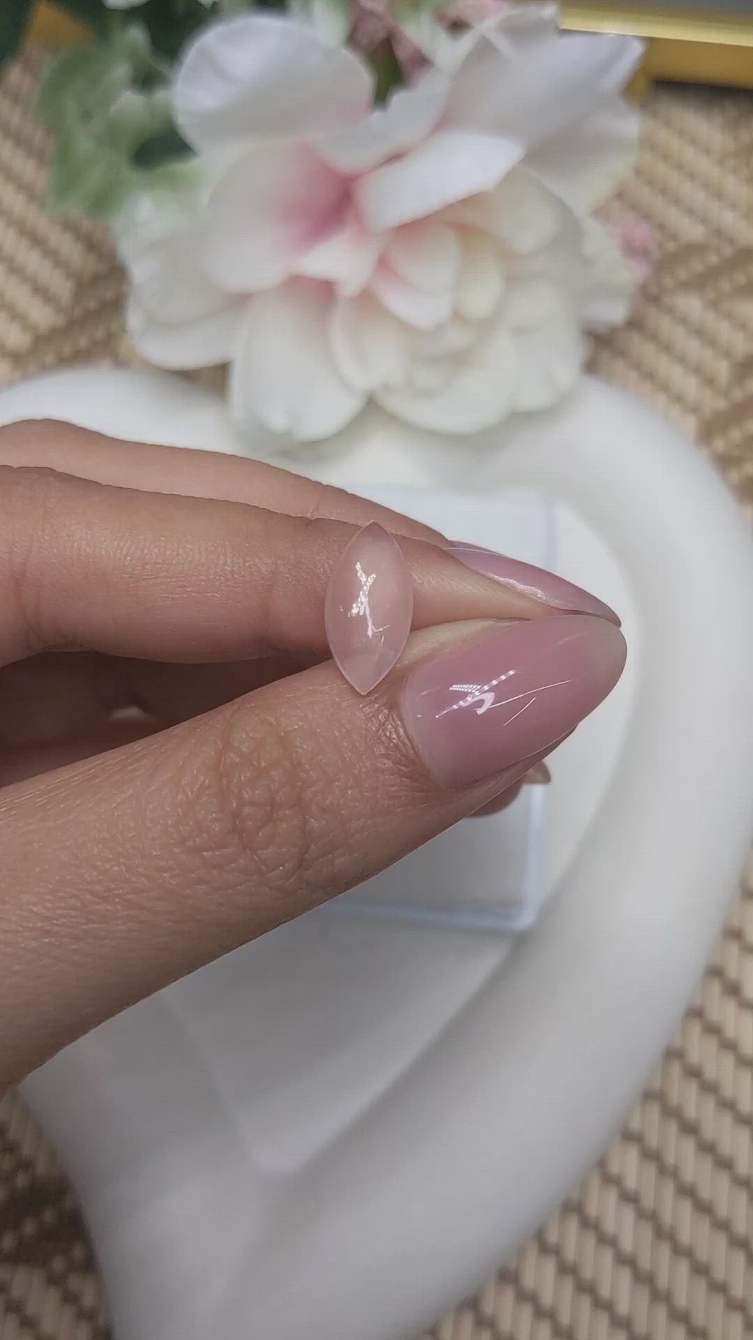 3.07 Ct. Pink Cabochon Rose Quartz from Ceylon (Sri Lanka) Size Video