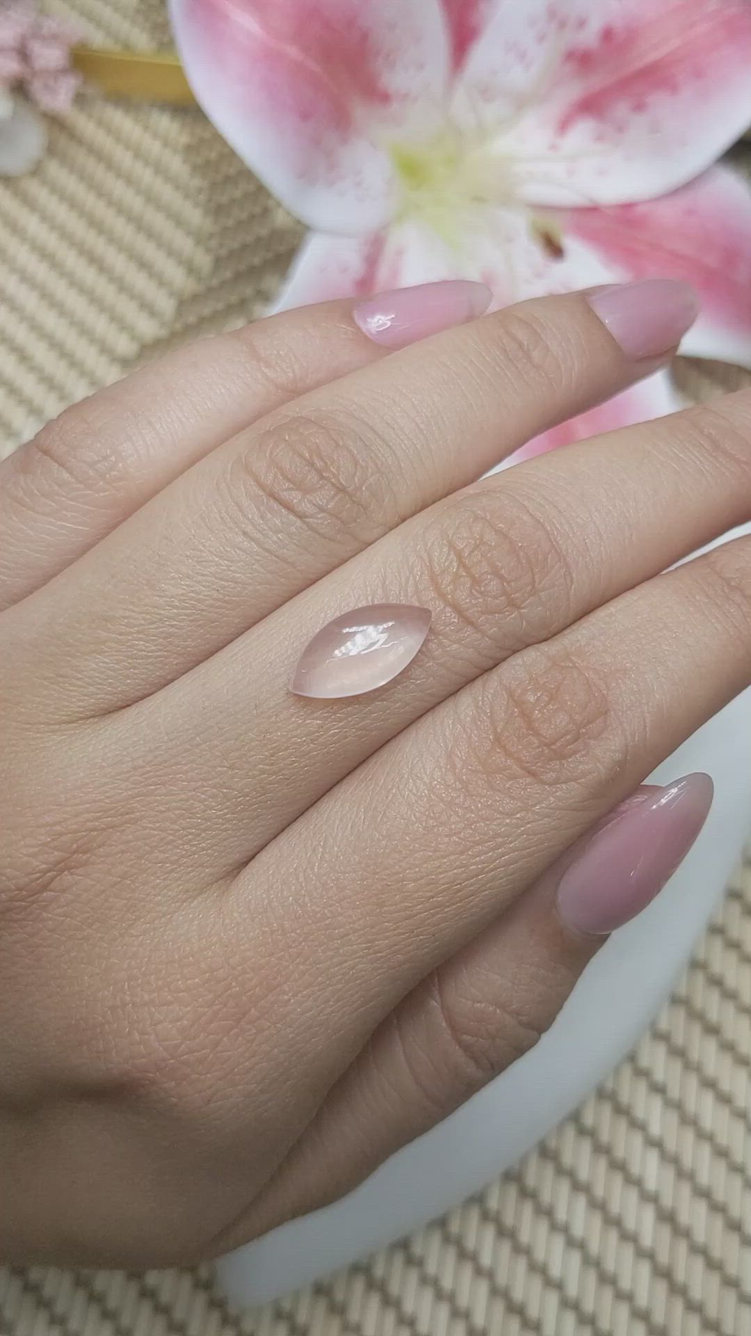 3.07 Ct. Pink Cabochon Rose Quartz from Ceylon (Sri Lanka) Size Video