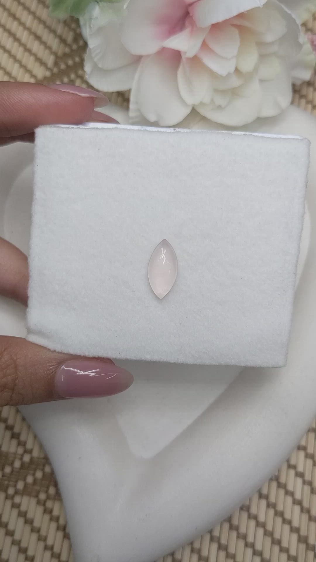 3.07 Ct. Pink Cabochon Rose Quartz from Ceylon (Sri Lanka) Size Video