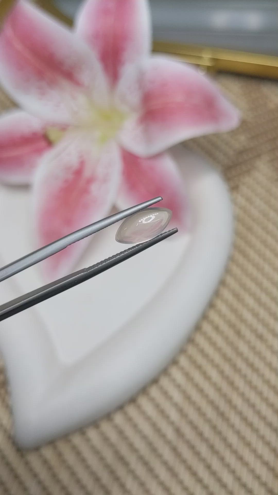 1.92 Ct. Pink Cabochon Rose Quartz from Ceylon (Sri Lanka) Size Video