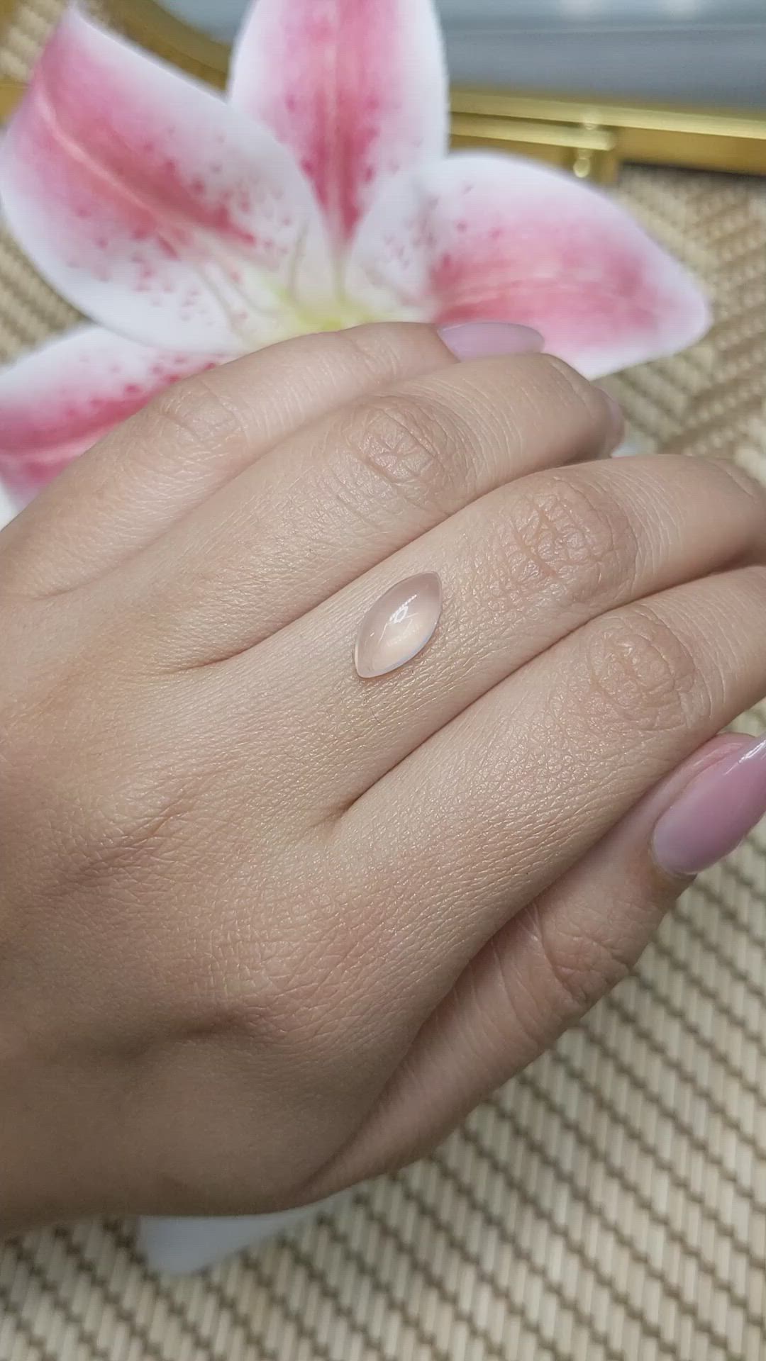 1.92 Ct. Pink Cabochon Rose Quartz from Ceylon (Sri Lanka) Size Video