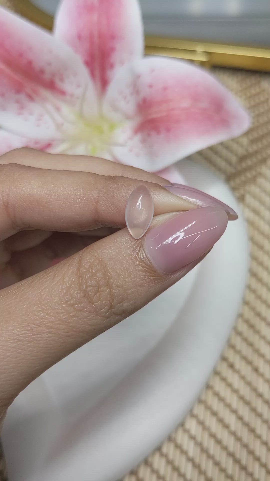 1.92 Ct. Pink Cabochon Rose Quartz from Ceylon (Sri Lanka) Size Video