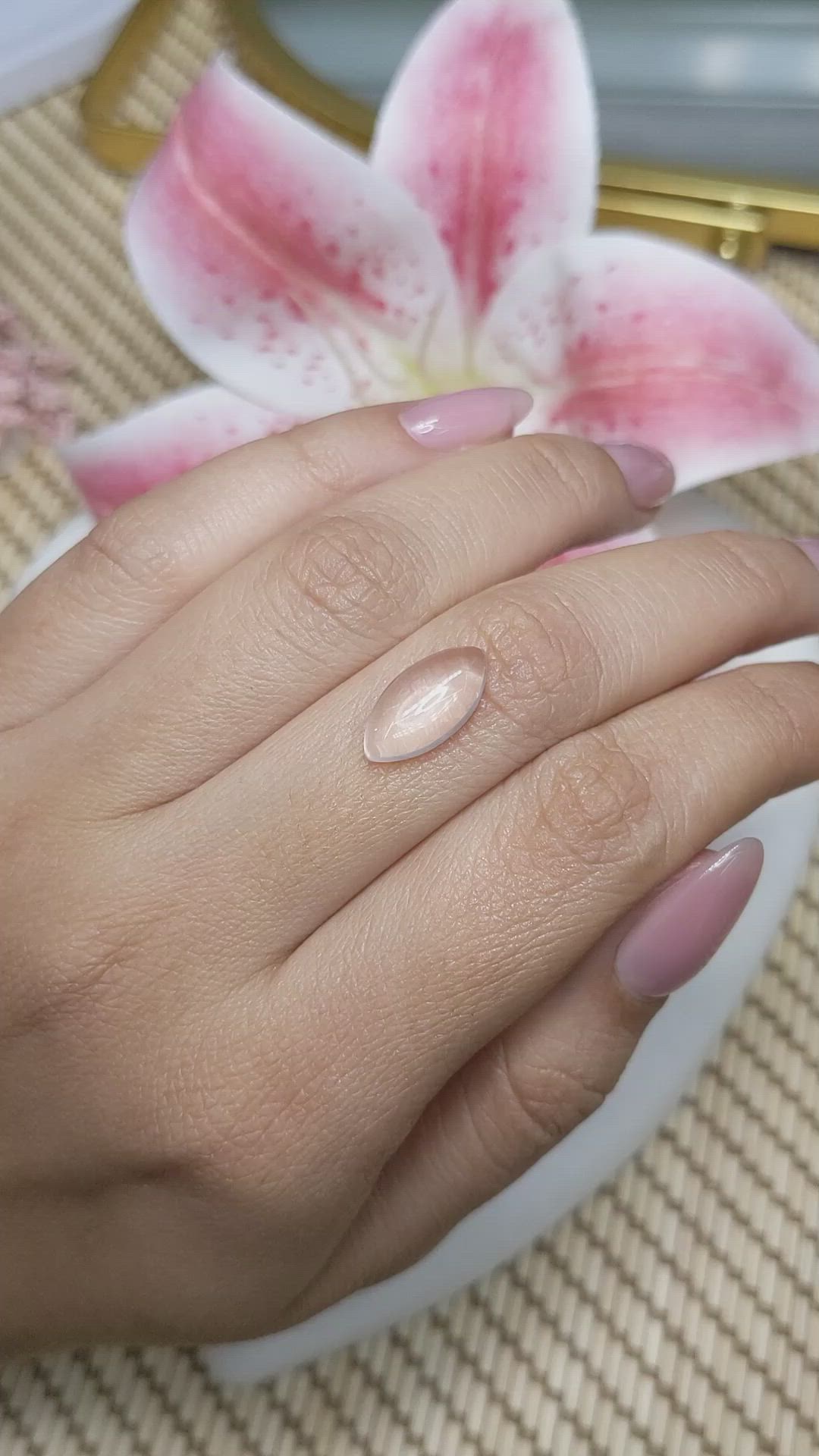 2.90 Ct. Pink Cabochon Rose Quartz from Ceylon (Sri Lanka) Size Video