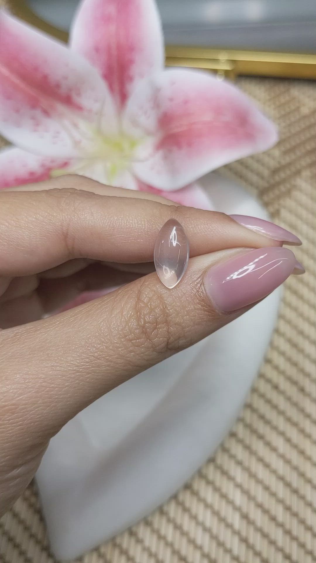2.90 Ct. Pink Cabochon Rose Quartz from Ceylon (Sri Lanka) Size Video
