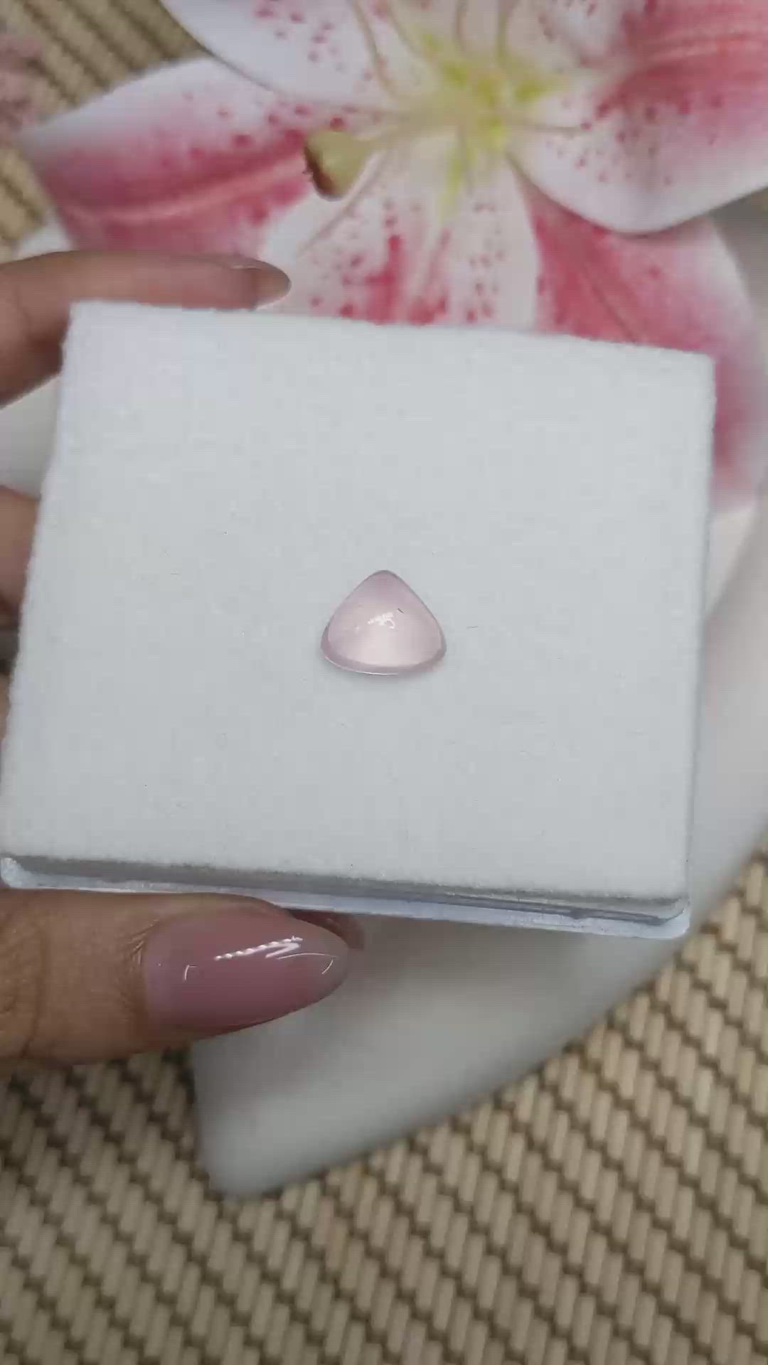 4.36 Ct. Pink Cabochon Rose Quartz from Ceylon (Sri Lanka) Size Video