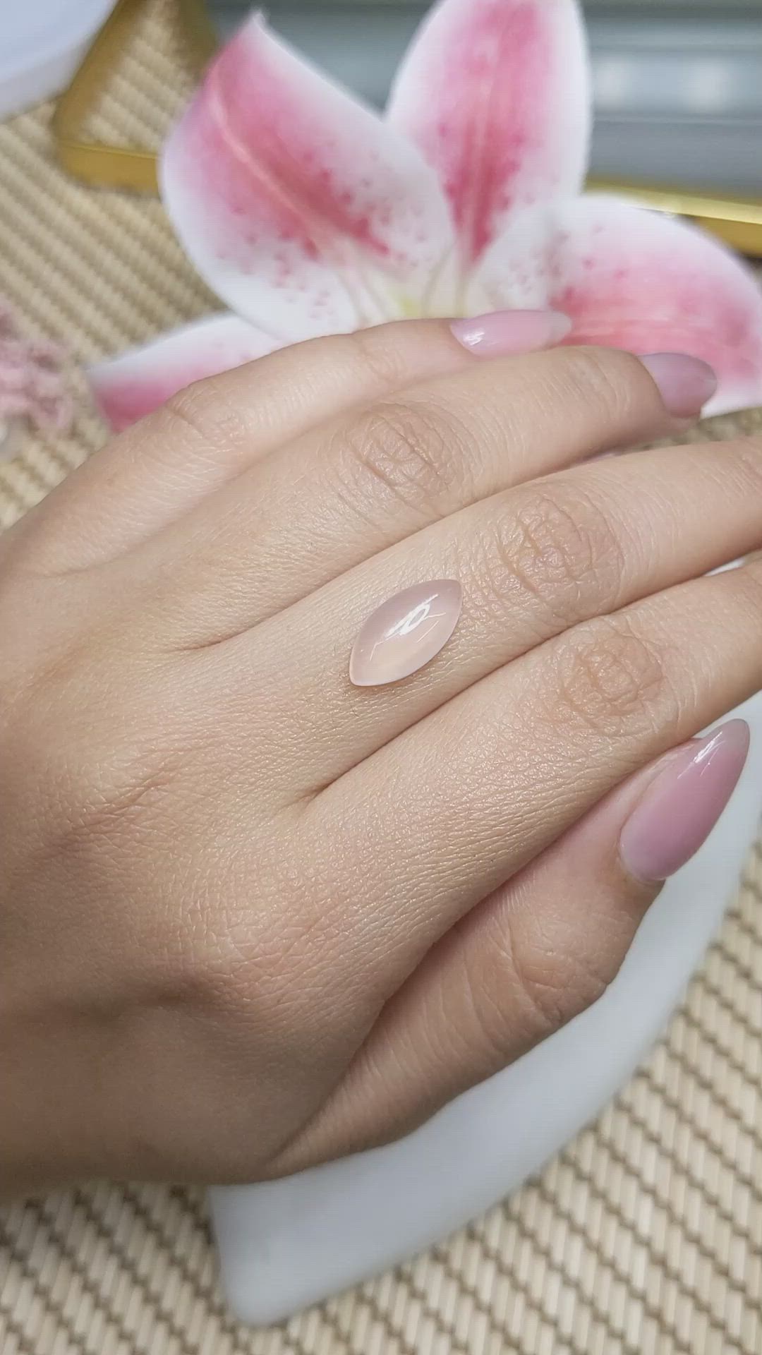 3.00 Ct. Pink Cabochon Rose Quartz from Ceylon (Sri Lanka) Size Video