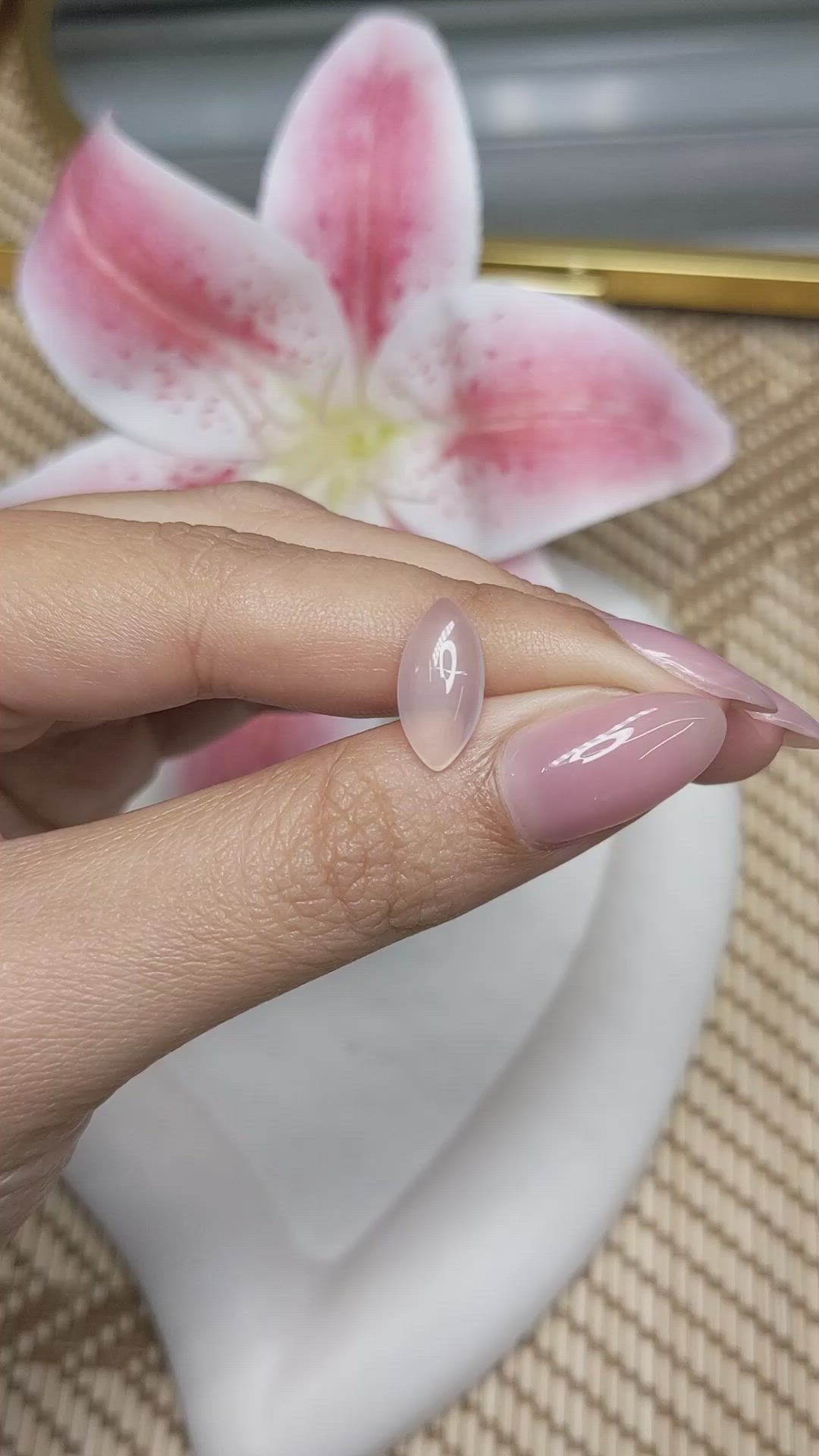 3.00 Ct. Pink Cabochon Rose Quartz from Ceylon (Sri Lanka) Size Video