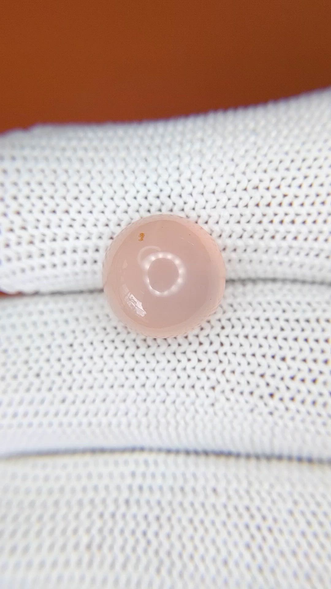6.53 Ct. Peach Cabochon Rose Quartz from Ceylon (Sri Lanka) Size Video