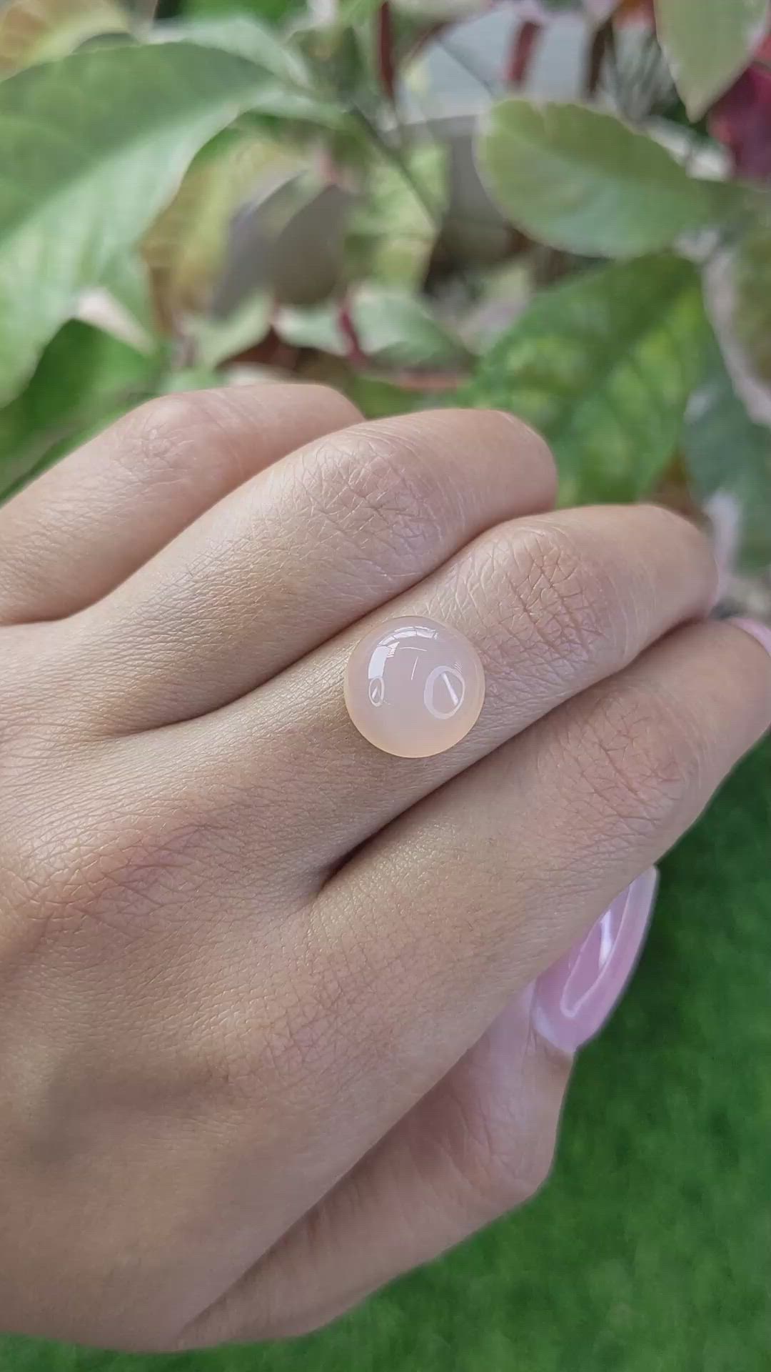 6.18 Ct. Peach Cabochon Rose Quartz from Ceylon (Sri Lanka) Size Video