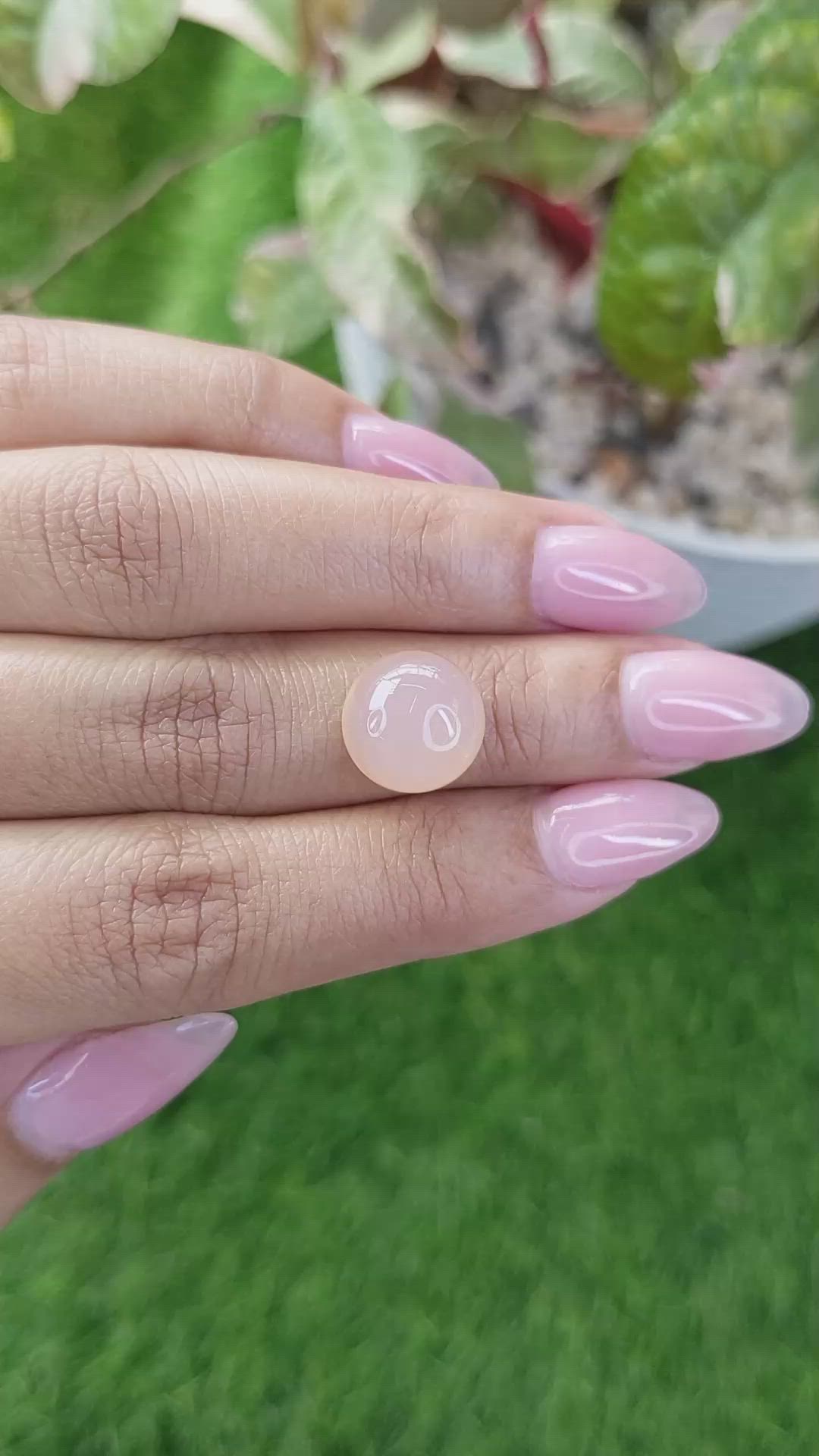 6.18 Ct. Peach Cabochon Rose Quartz from Ceylon (Sri Lanka) Size Video