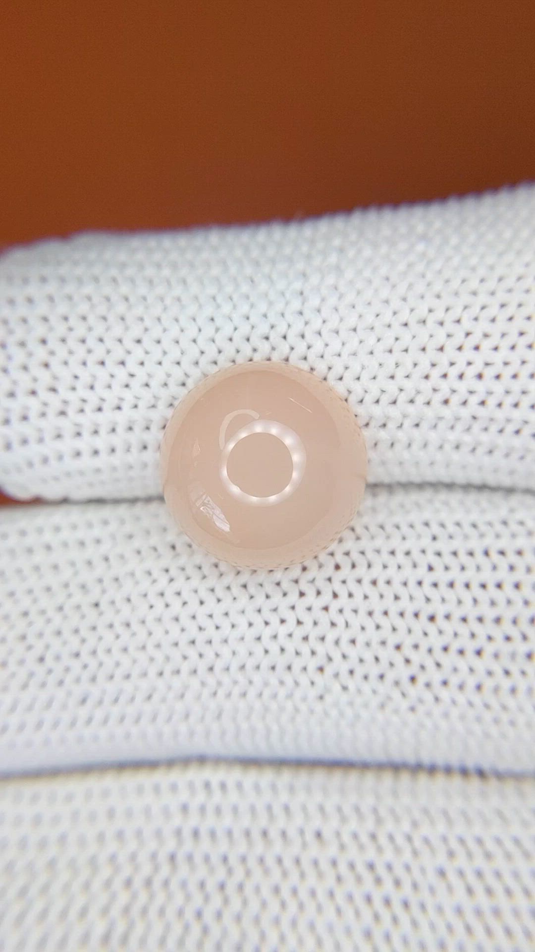 6.18 Ct. Peach Cabochon Rose Quartz from Ceylon (Sri Lanka) Size Video