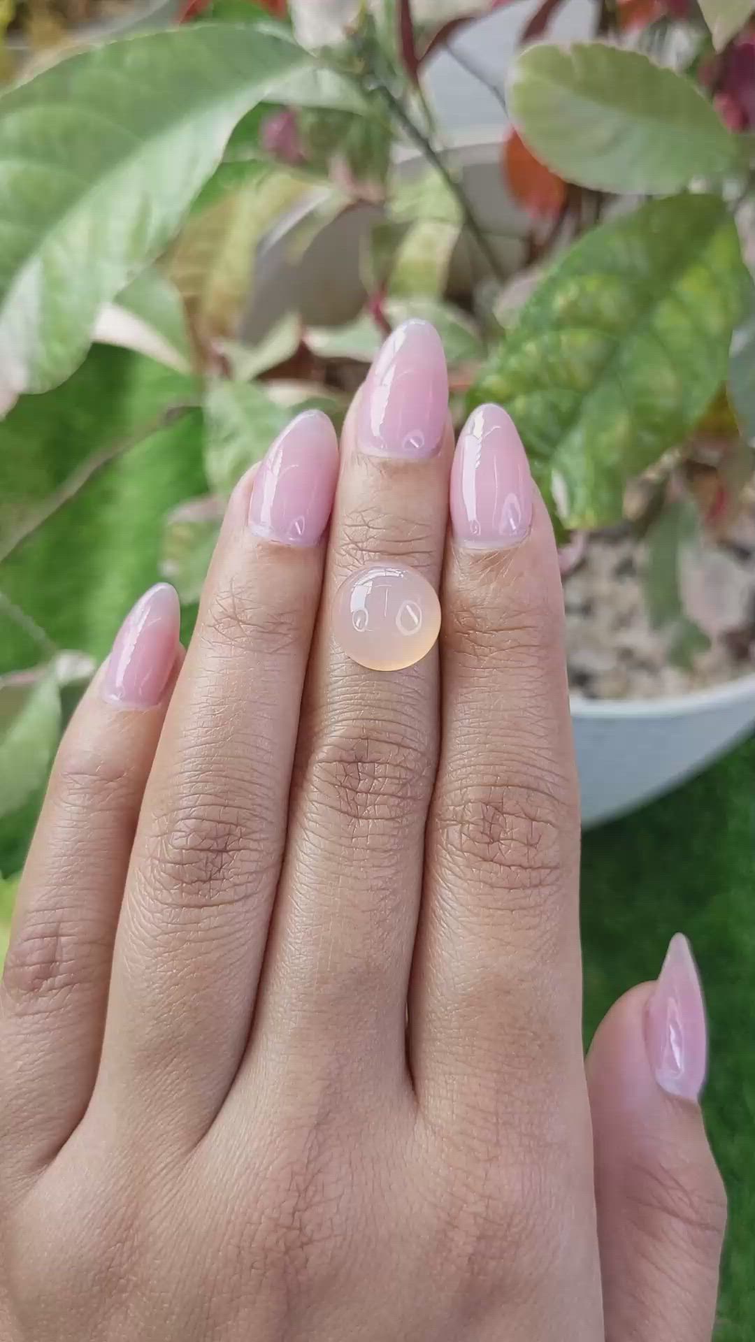 6.18 Ct. Peach Cabochon Rose Quartz from Ceylon (Sri Lanka) Size Video