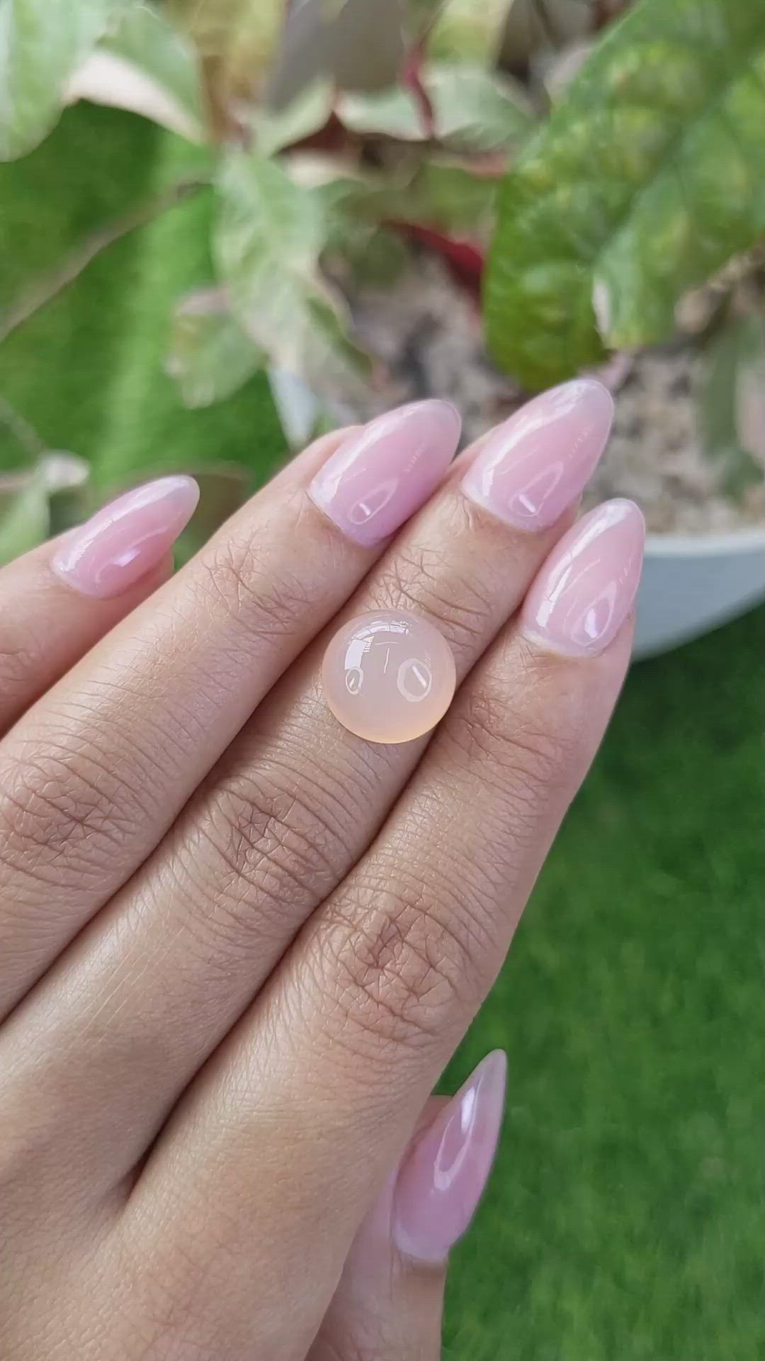 6.18 Ct. Peach Cabochon Rose Quartz from Ceylon (Sri Lanka) Size Video