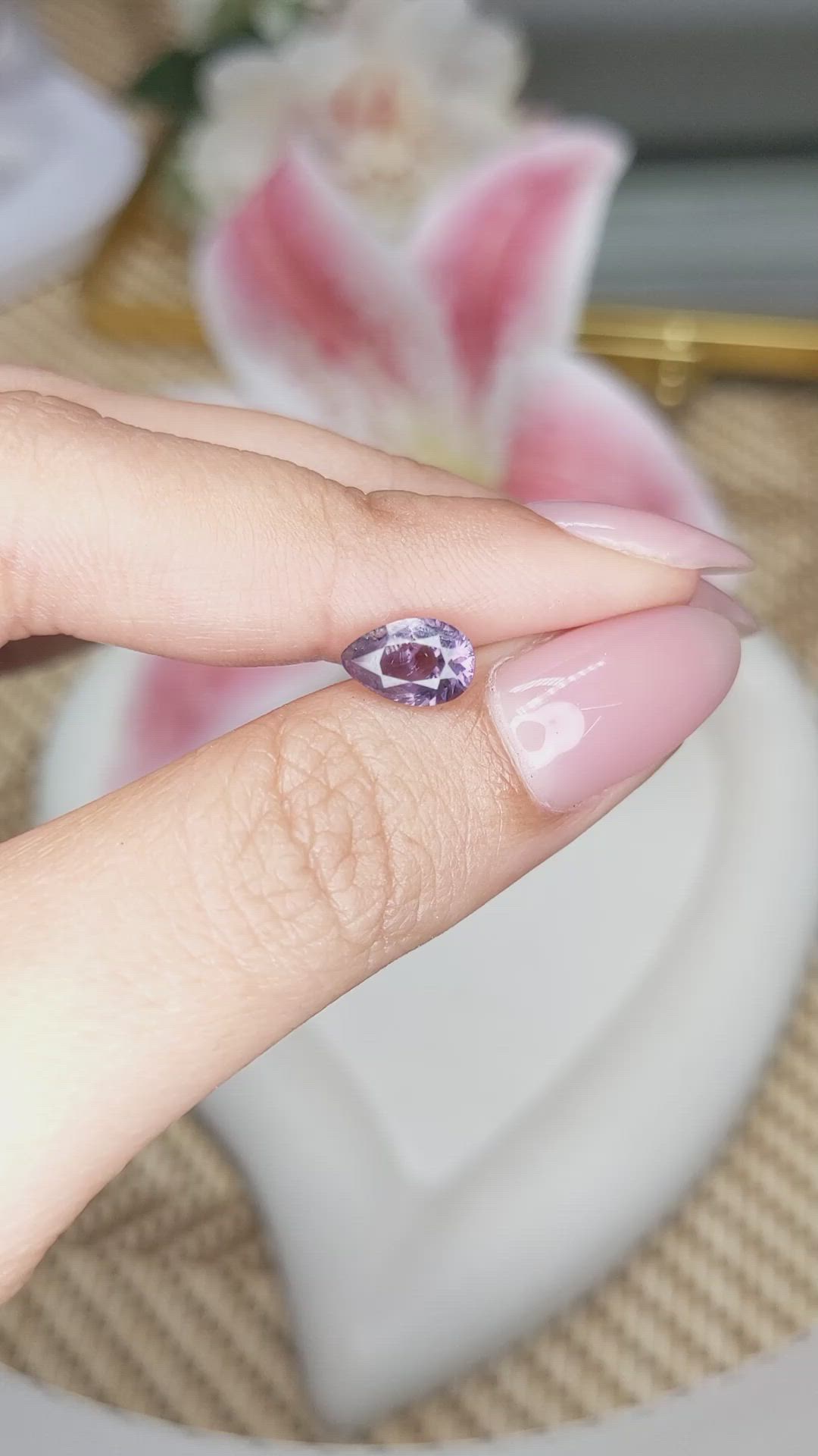 1.35 Ct. Pinkish Purple Spinel from Ceylon (Sri Lanka) Size Video