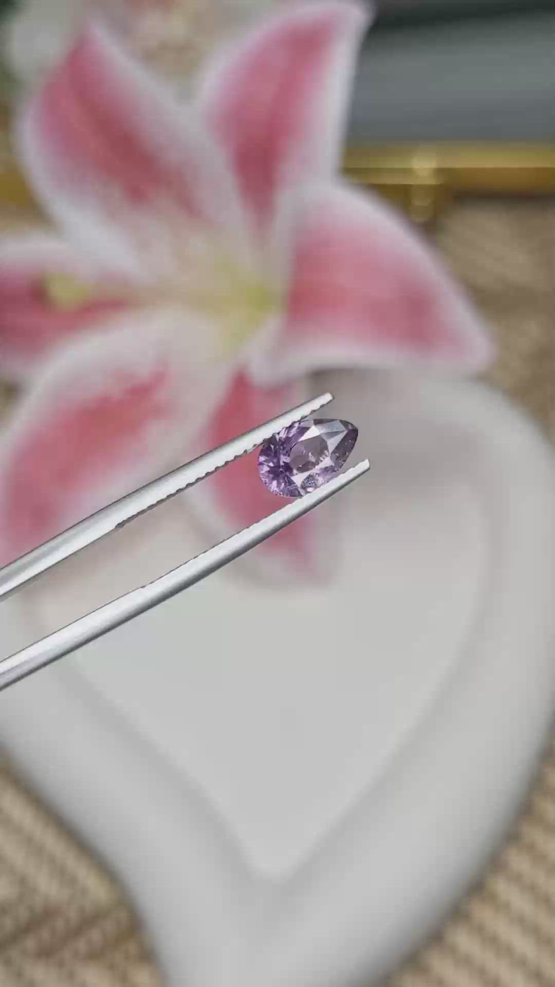 1.35 Ct. Pinkish Purple Spinel from Ceylon (Sri Lanka) Size Video
