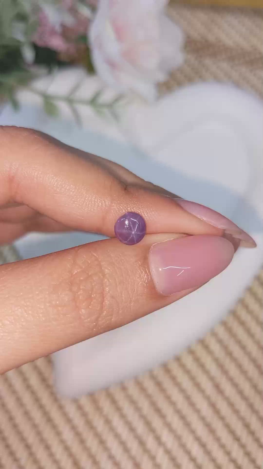 0.96 Ct. Pinkish Purple Star Spinel from Ceylon (Sri Lanka) Size Video