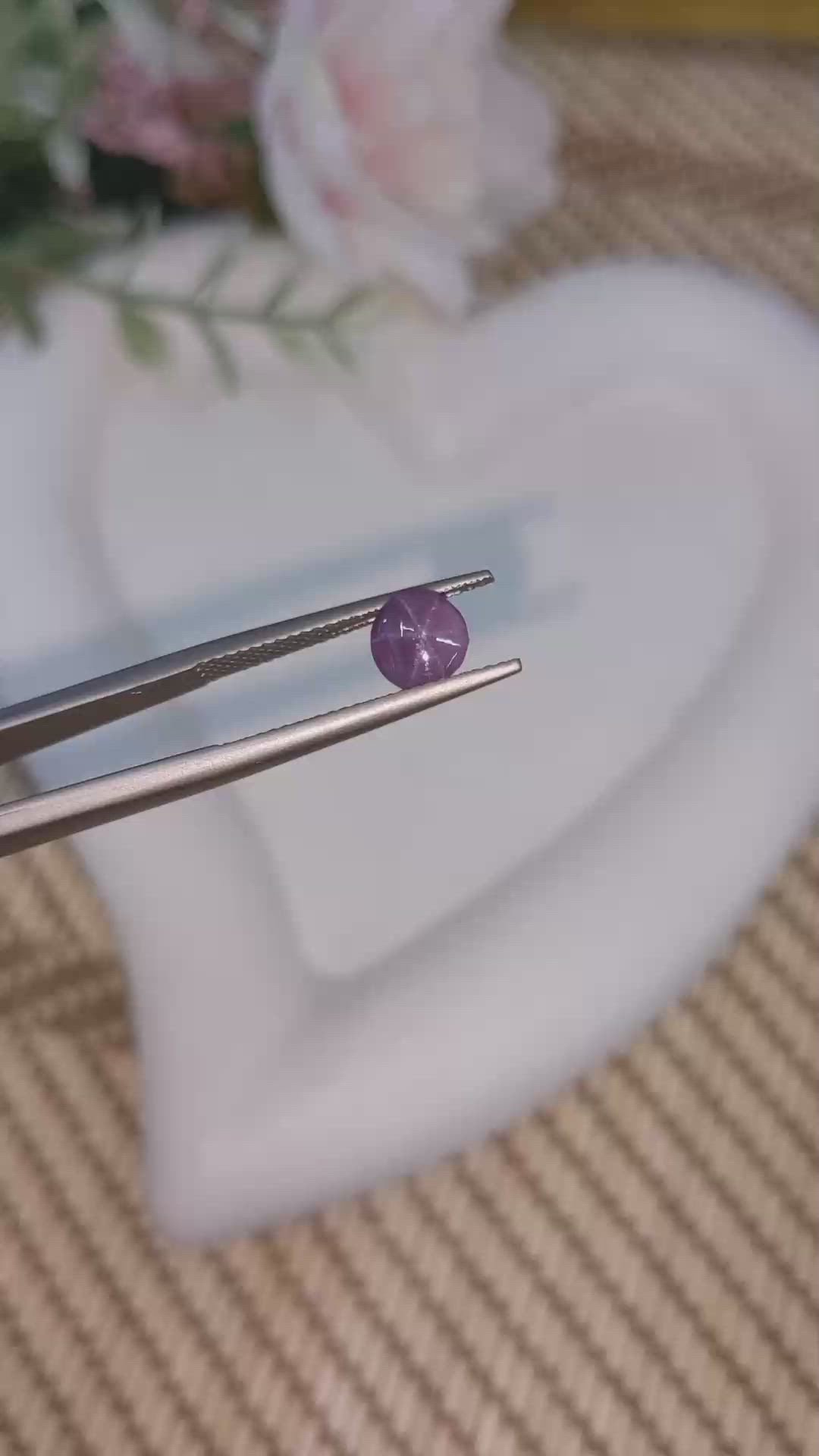 0.96 Ct. Pinkish Purple Star Spinel from Ceylon (Sri Lanka) Size Video
