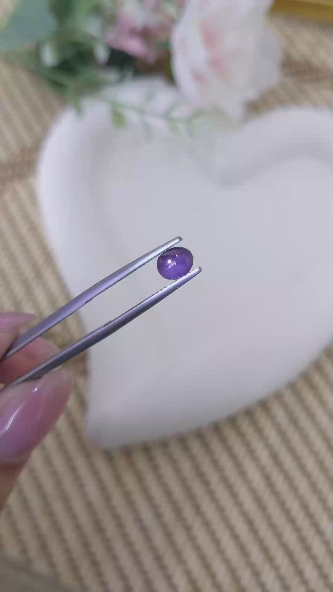 1.25 Ct. Purple Star Spinel from Ceylon (Sri Lanka) Size Video
