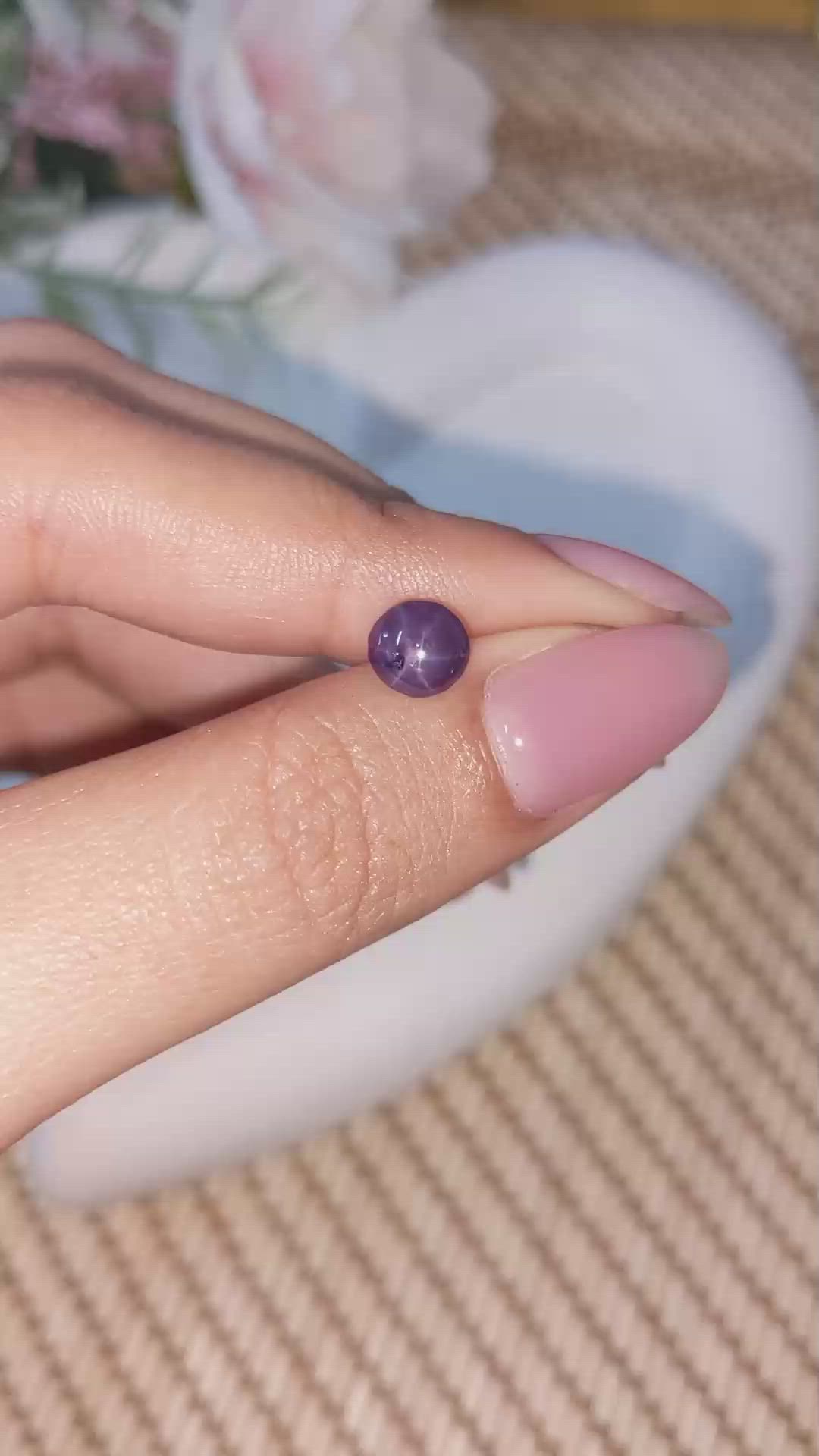 1.58 Ct. Pinkish Purple Star Spinel from Ceylon (Sri Lanka) Size Video