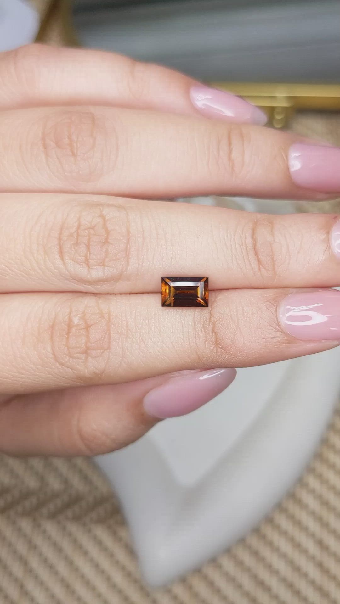 1.40 Ct. Brownish Orange Zircon from Ceylon (Sri Lanka) Size Video