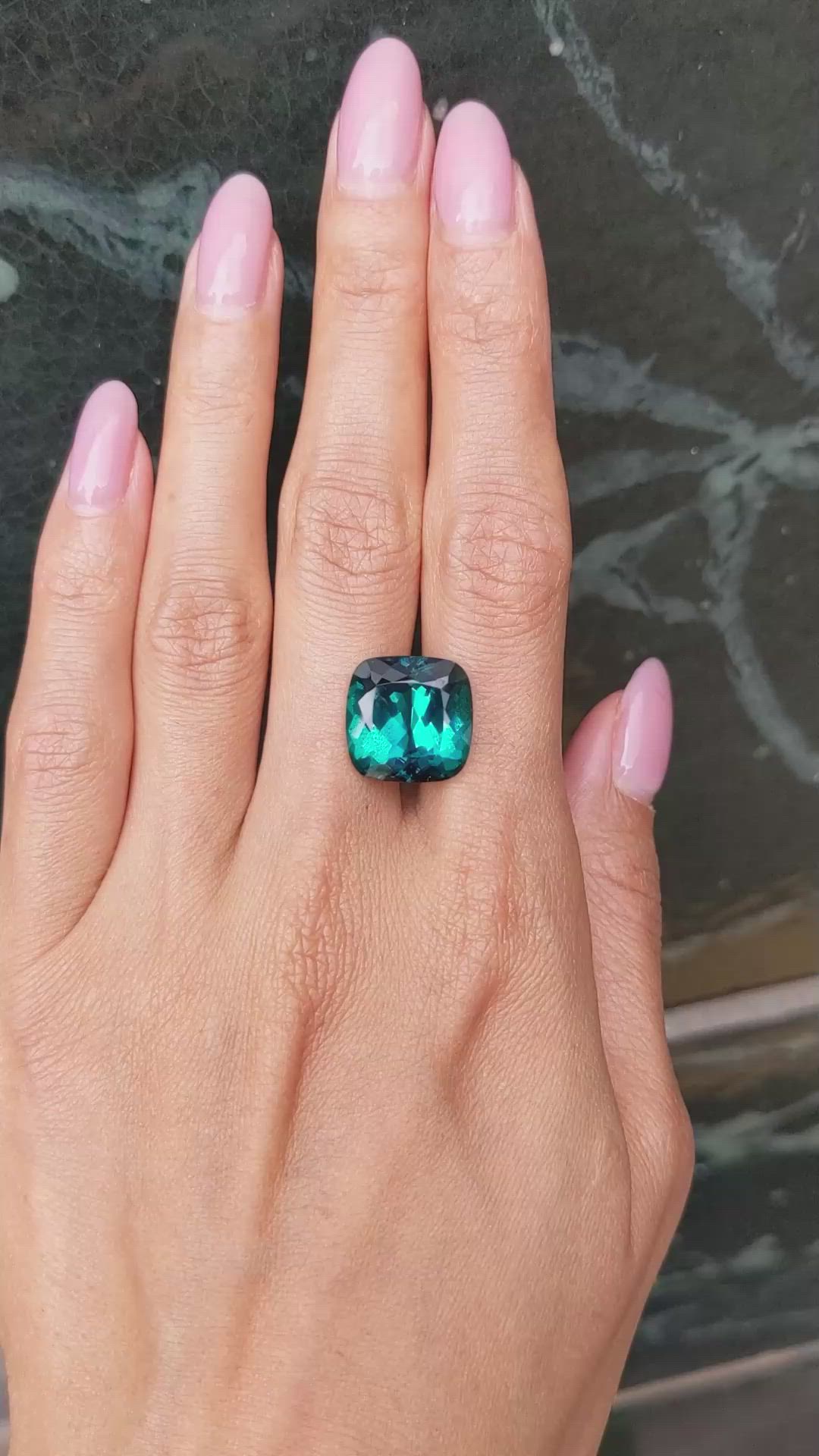 13.04 Ct. Bluish Green Tourmaline from Mozambique Size Video